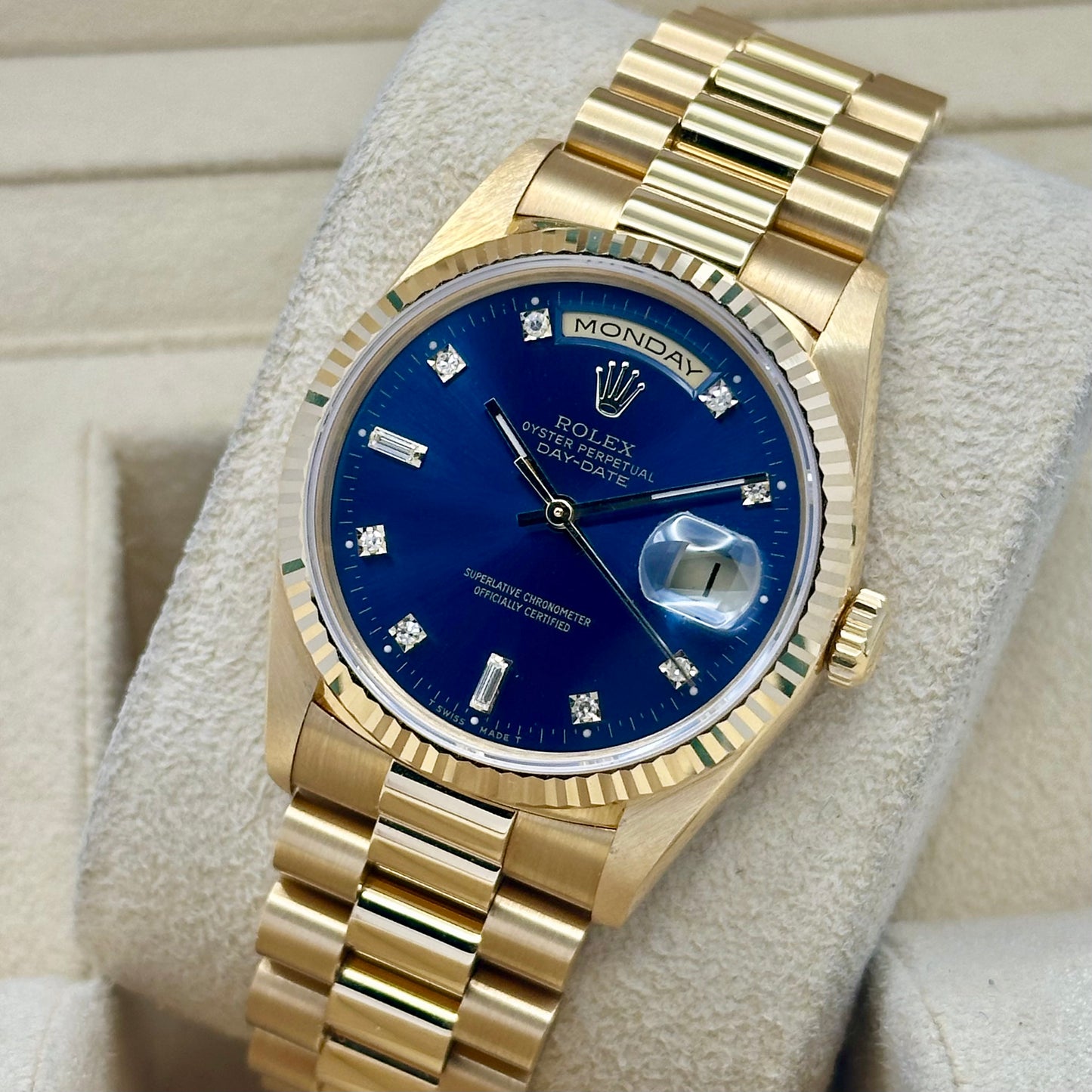 Day-Date 36 Sunburst Blue Diamond 18K Yellow Gold Ref 18238