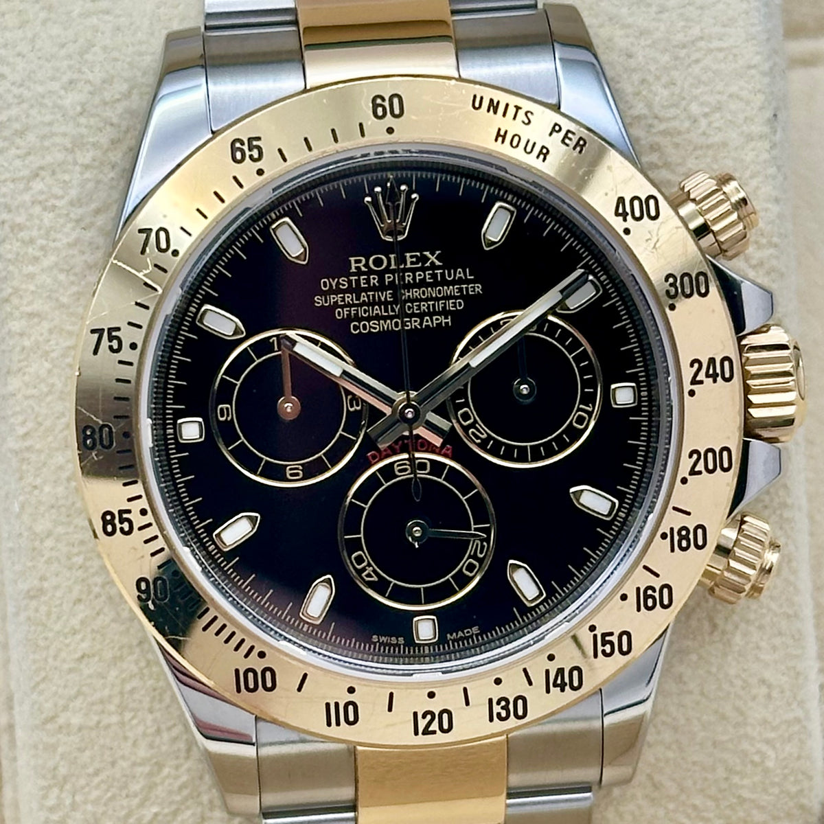 Cosmograph Daytona Black Dial 18K Yellow Gold Ref 116523 2014
