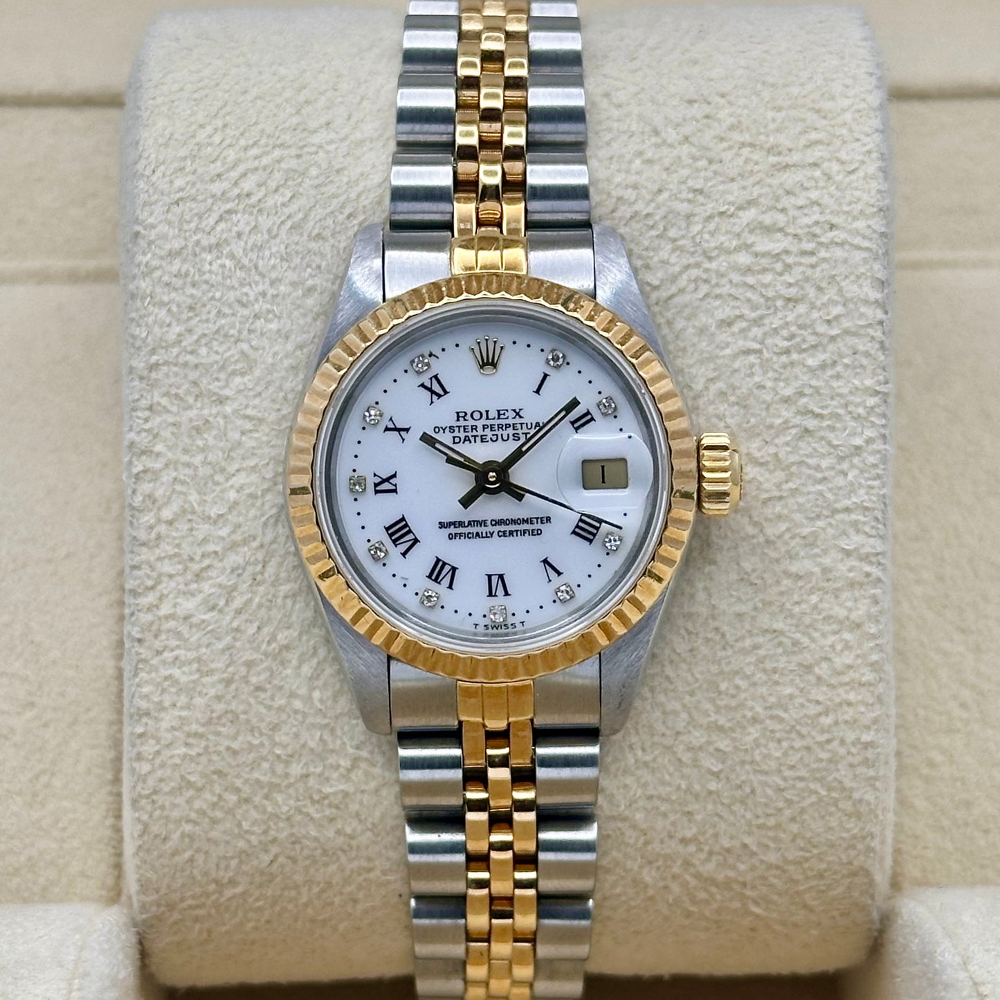 Lady-Datejust 26 White Buckley Diamond Dial 18K Yellow Gold Two Tone Ref 69173G 1988