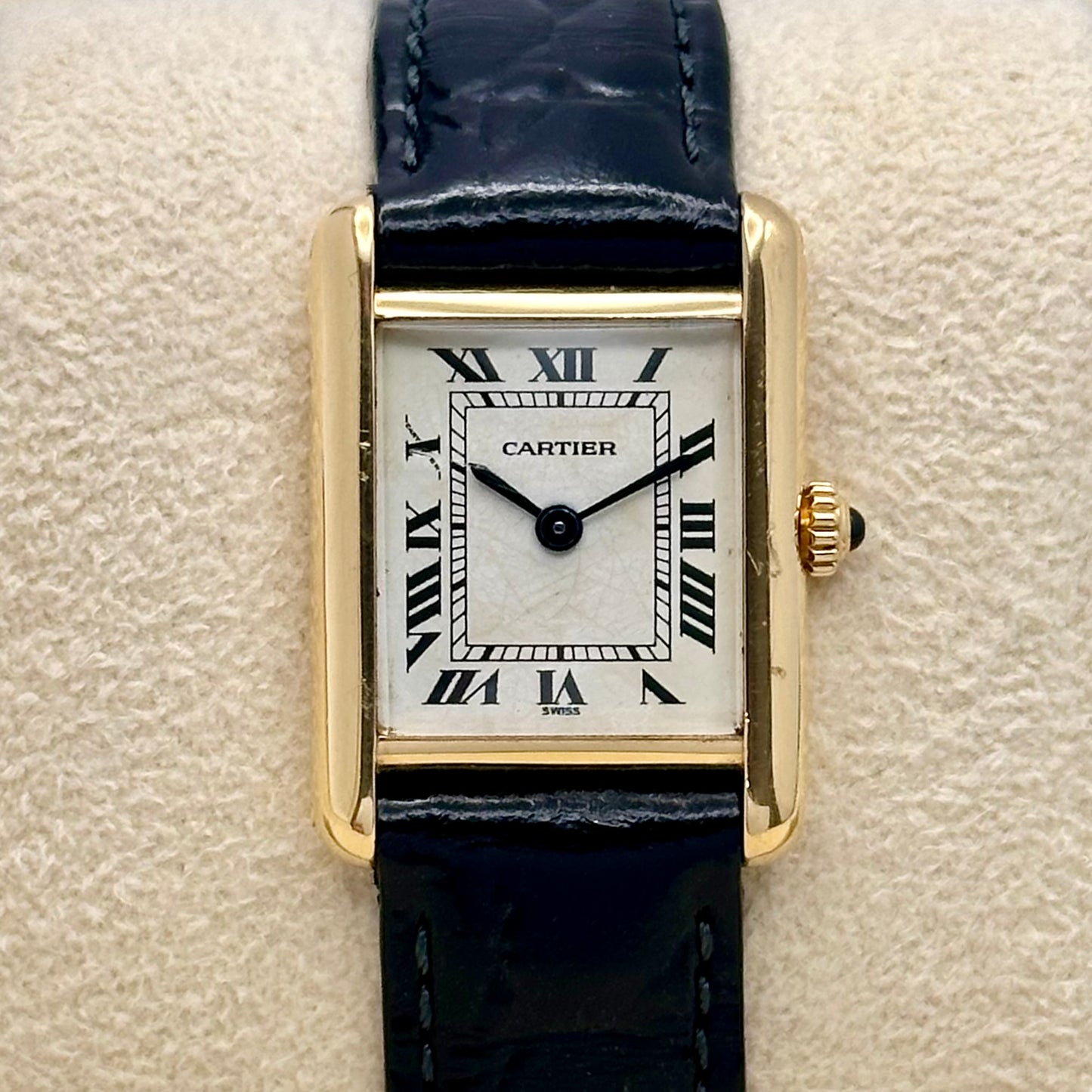 Tank Louis Cartier Small 18K Yellow Gold White Romans Ref 866001 1989