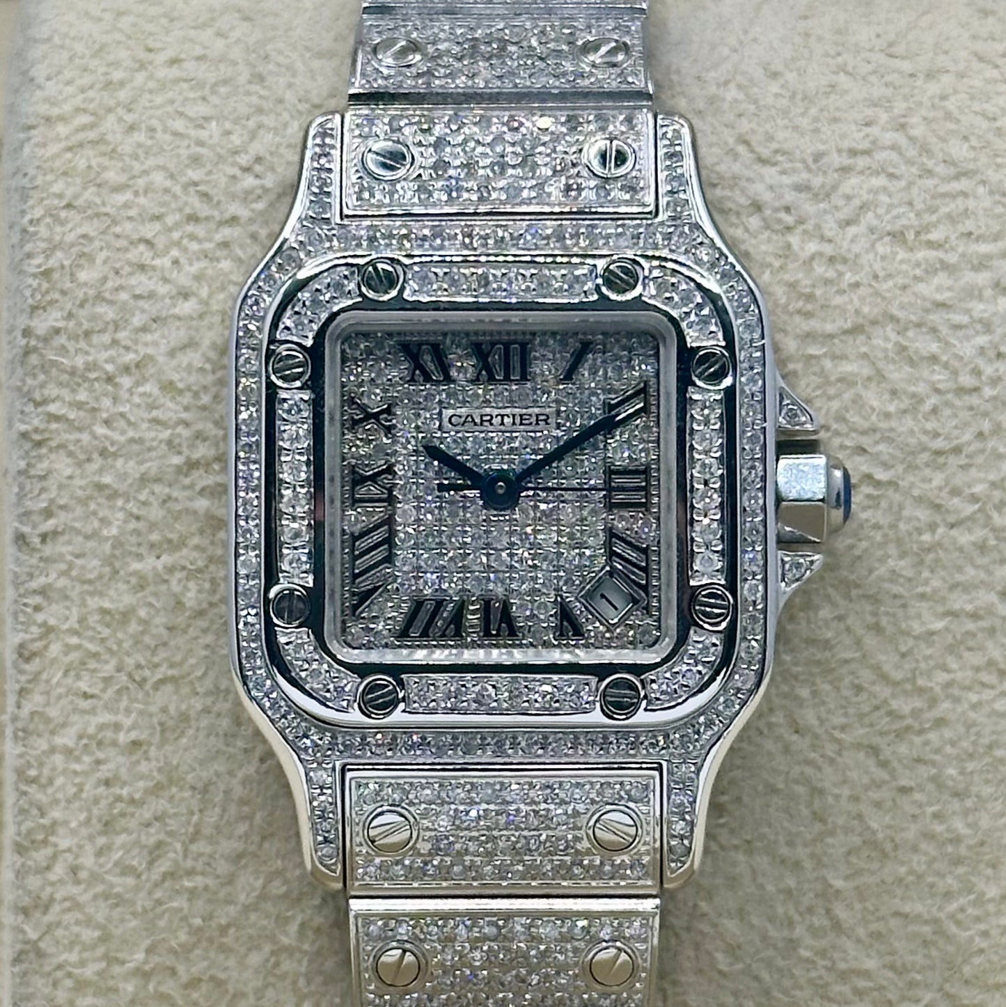 Santos Galbée Small Custom Diamond Set Ref 2423