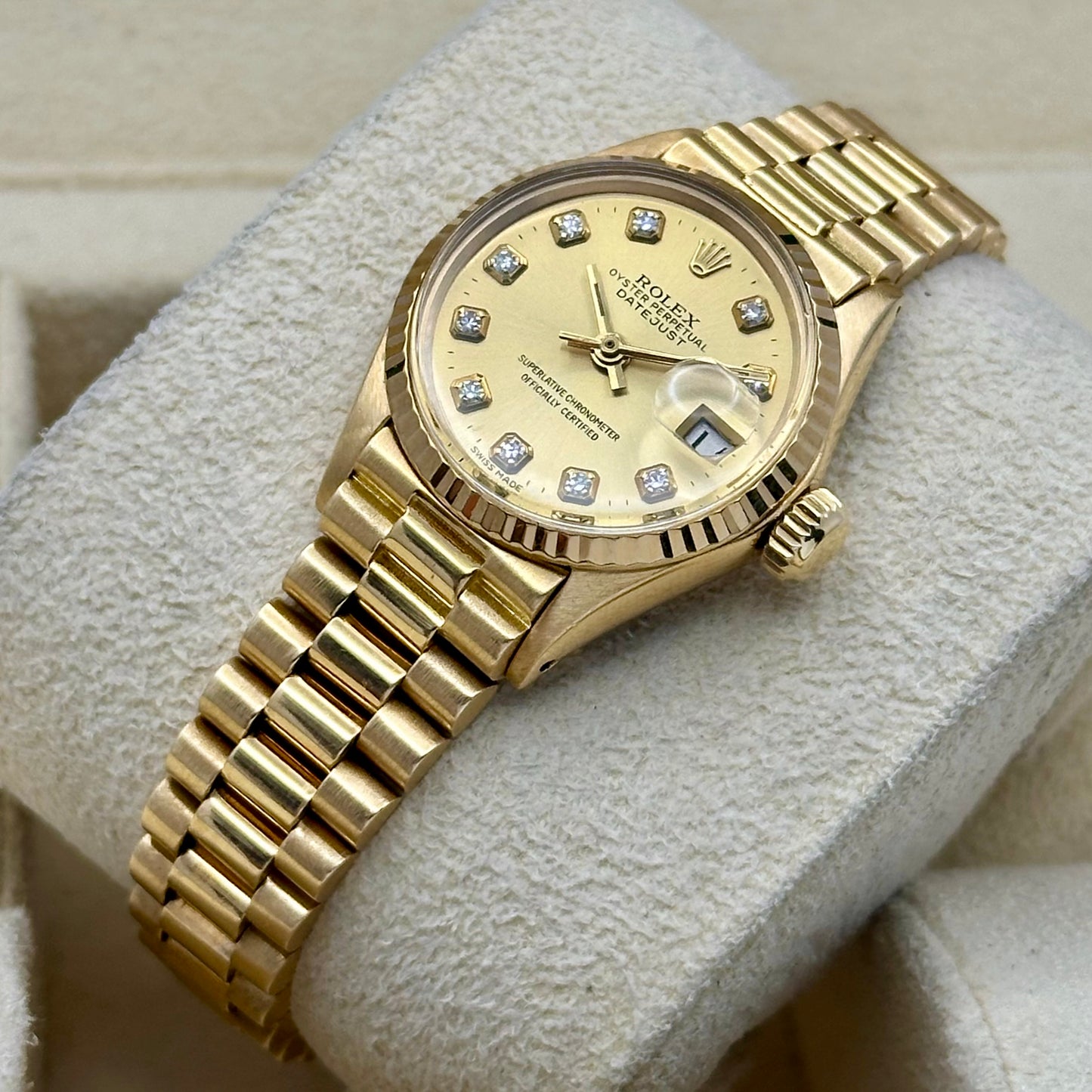 Lady-Datejust 26 Champagne Diamond 18K Yellow Gold President Ref 6917/8