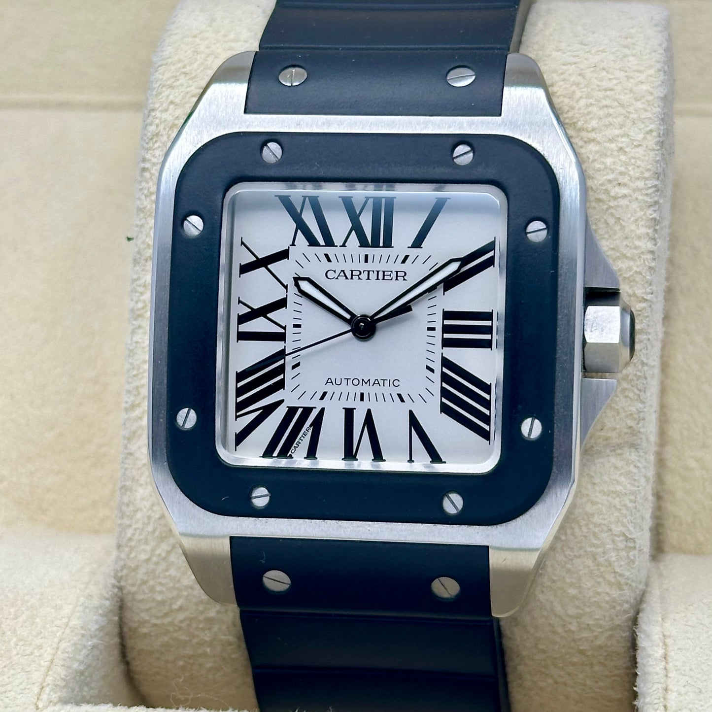 Santos 100 XL Automatic Rubber White Romans Ref 2656 2016