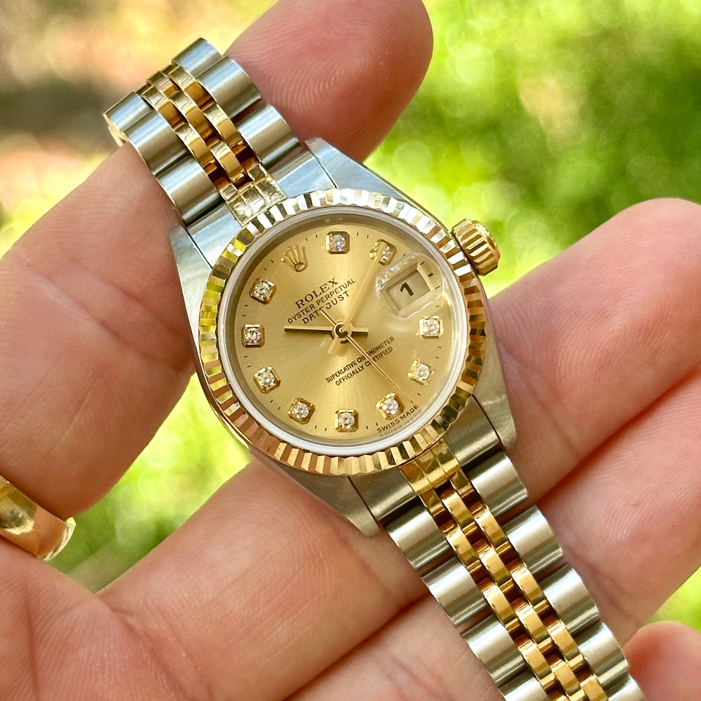 Lady-Datejust 26 18K Yellow Gold Champagne Big Diamond Ref 79173 2000