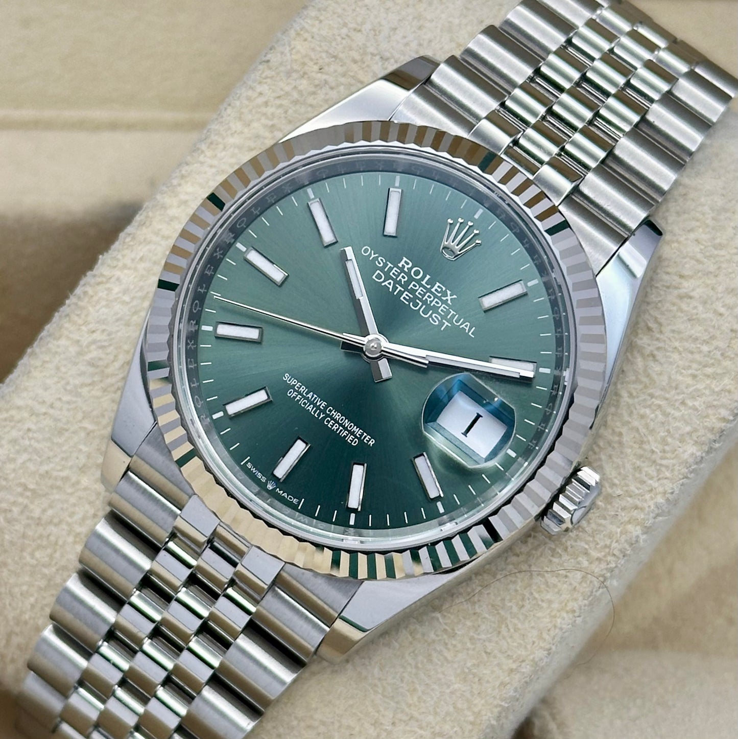Datejust 36 Mint Green 18K White Gold Ref 126234 2026