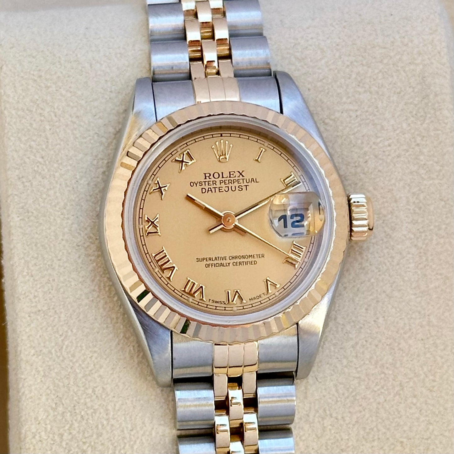 Lady-Datejust 26 Two Tone Champagne Romans Ref 69173 1995