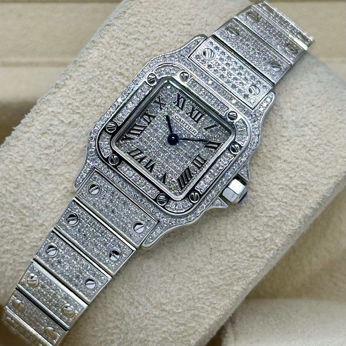 Santos Galbée Small Custom Diamond Set Ref 1565