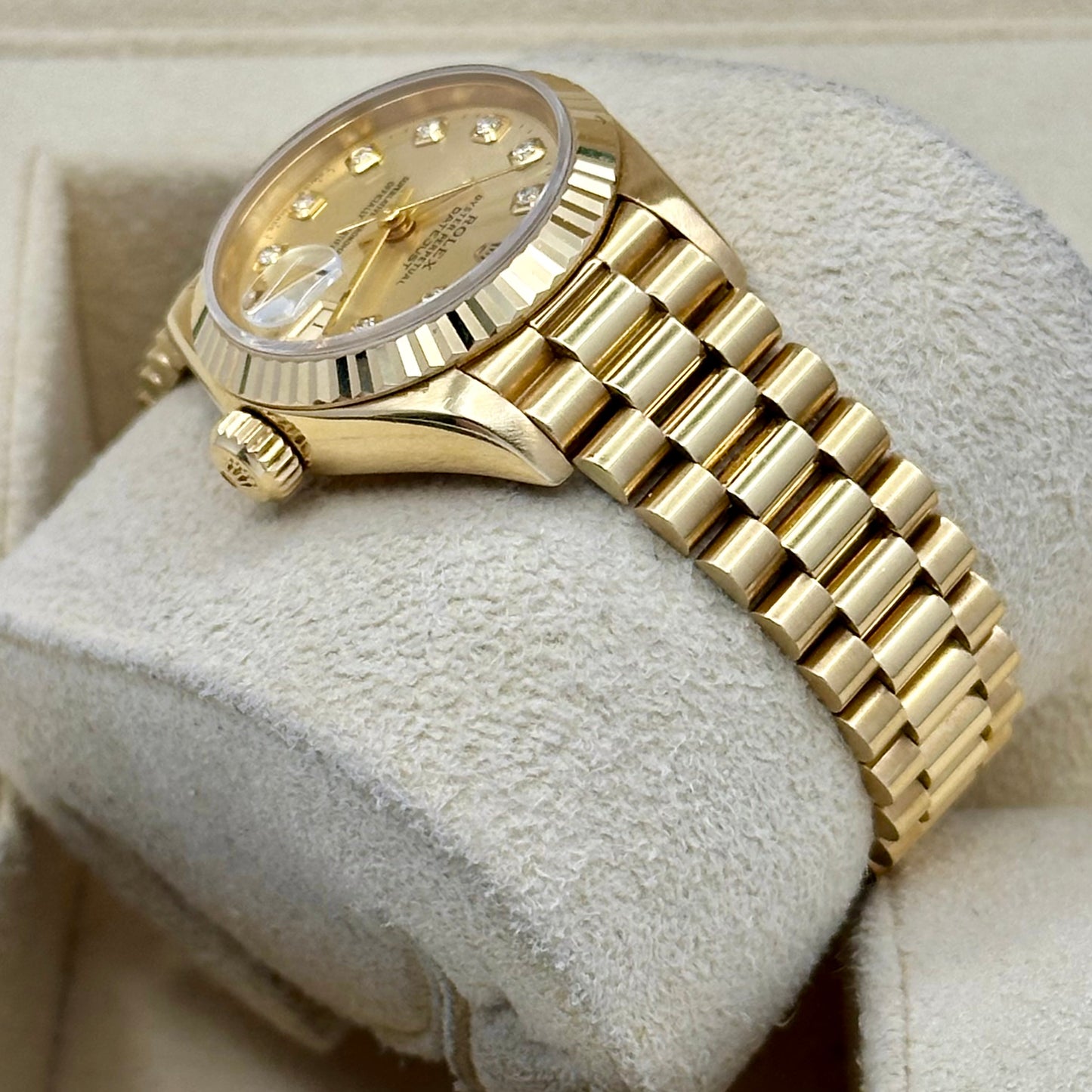 Lady-Datejust 26 Champagne Diamond 18K Yellow Gold President Ref 69178
