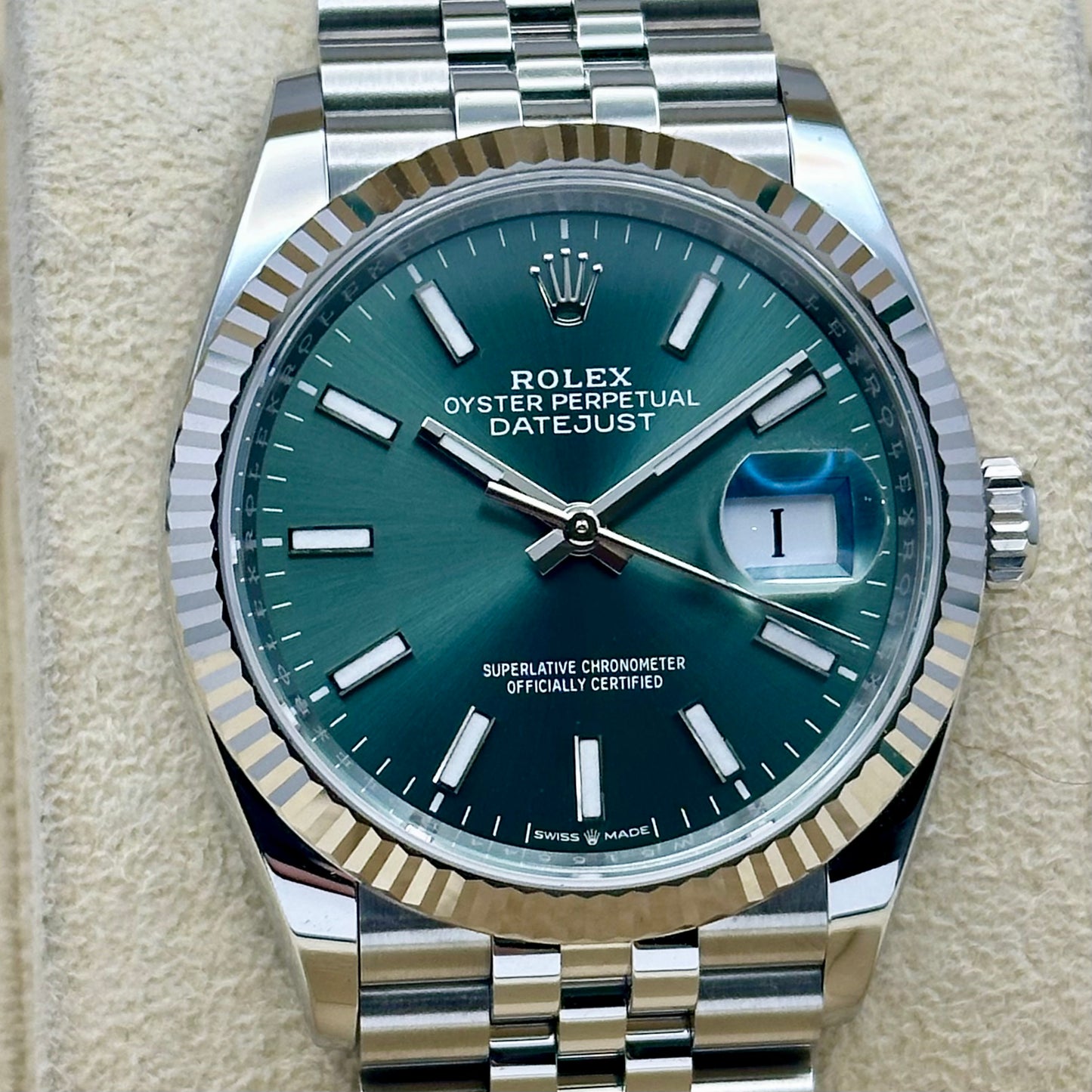 Datejust 36 Mint Green 18K White Gold Ref 126234 2026