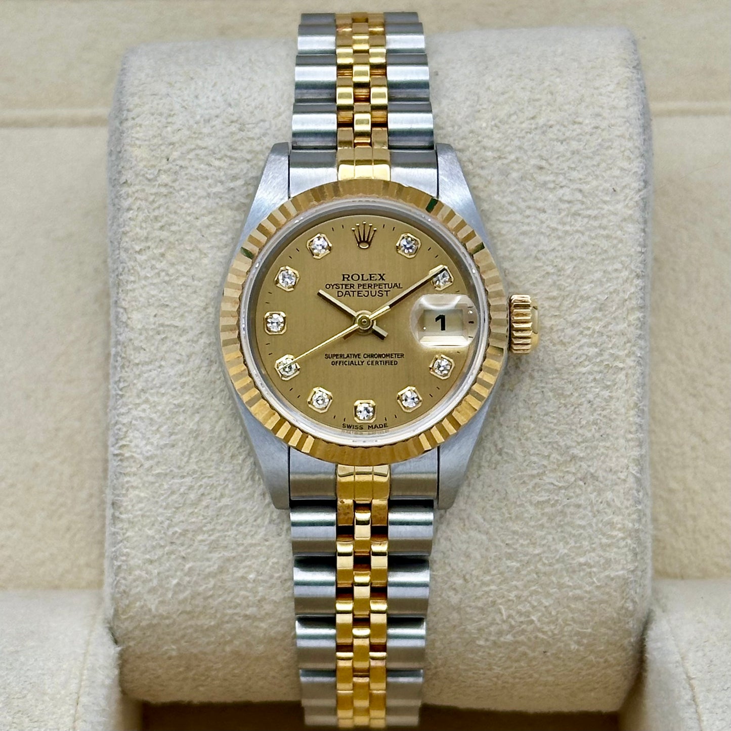 Lady-Datejust 26 Champagne Big Diamond Ref 69173 New Old Stock