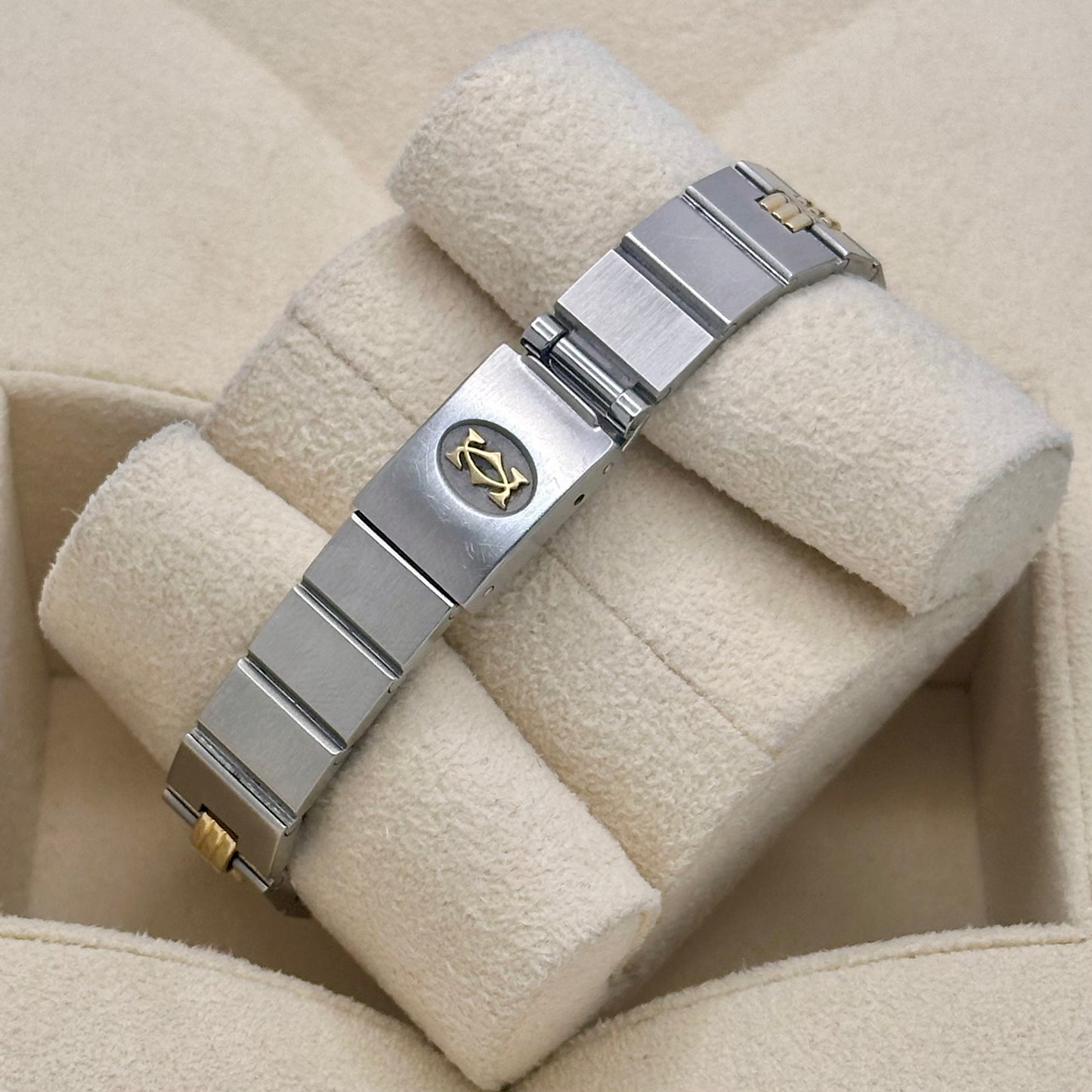 Santos Carrée Small 18K Yellow Gold White Romans Ref 0902 1990