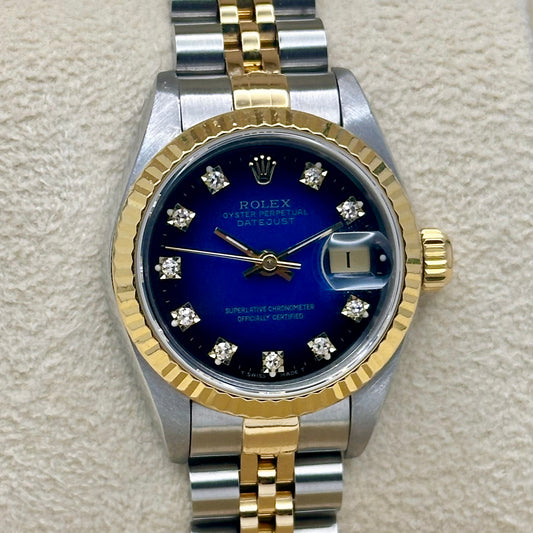 Lady-Datejust 26 Blue Vignette Diamond Ref 69173 1989