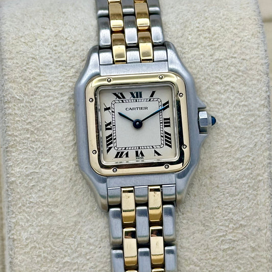 Panthére Small Two Row 18K Yellow Gold White Romans Ref 166921