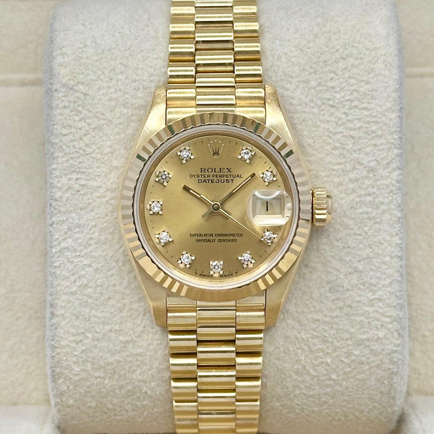 Lady-Datejust 26 Champagne Diamond 18K Yellow Gold President Ref 69178 1993