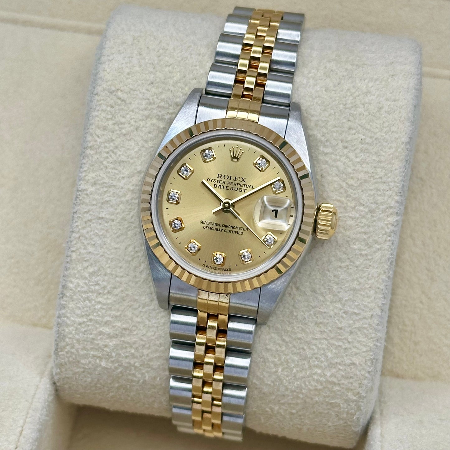 Lady-Datejust 26 18K Yellow Gold Champagne Big Diamond Ref 79173 2000