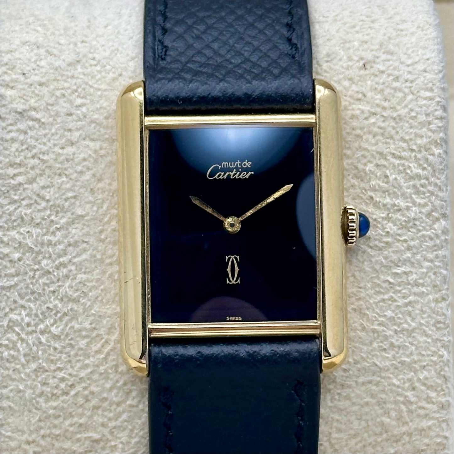 Tank Must De Cartier Large Black Dial Manual Winding