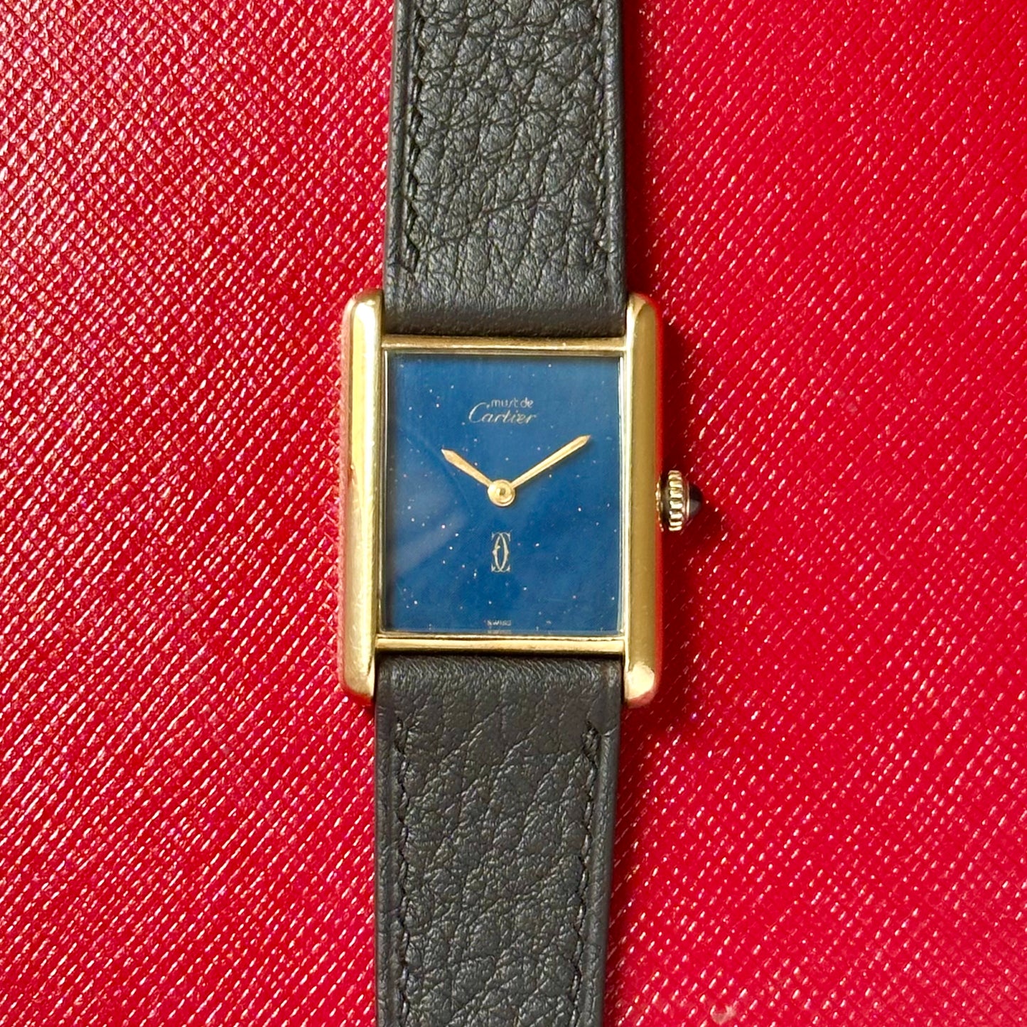 Tank Must De Cartier Large Lapis Blue Dial Manual Winding