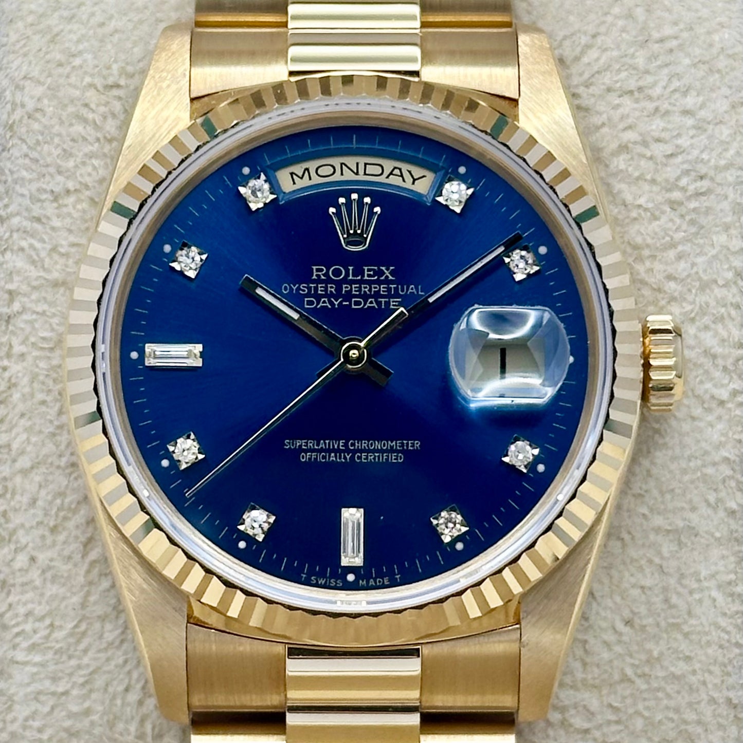 Day-Date 36 Sunburst Blue Diamond 18K Yellow Gold Ref 18238