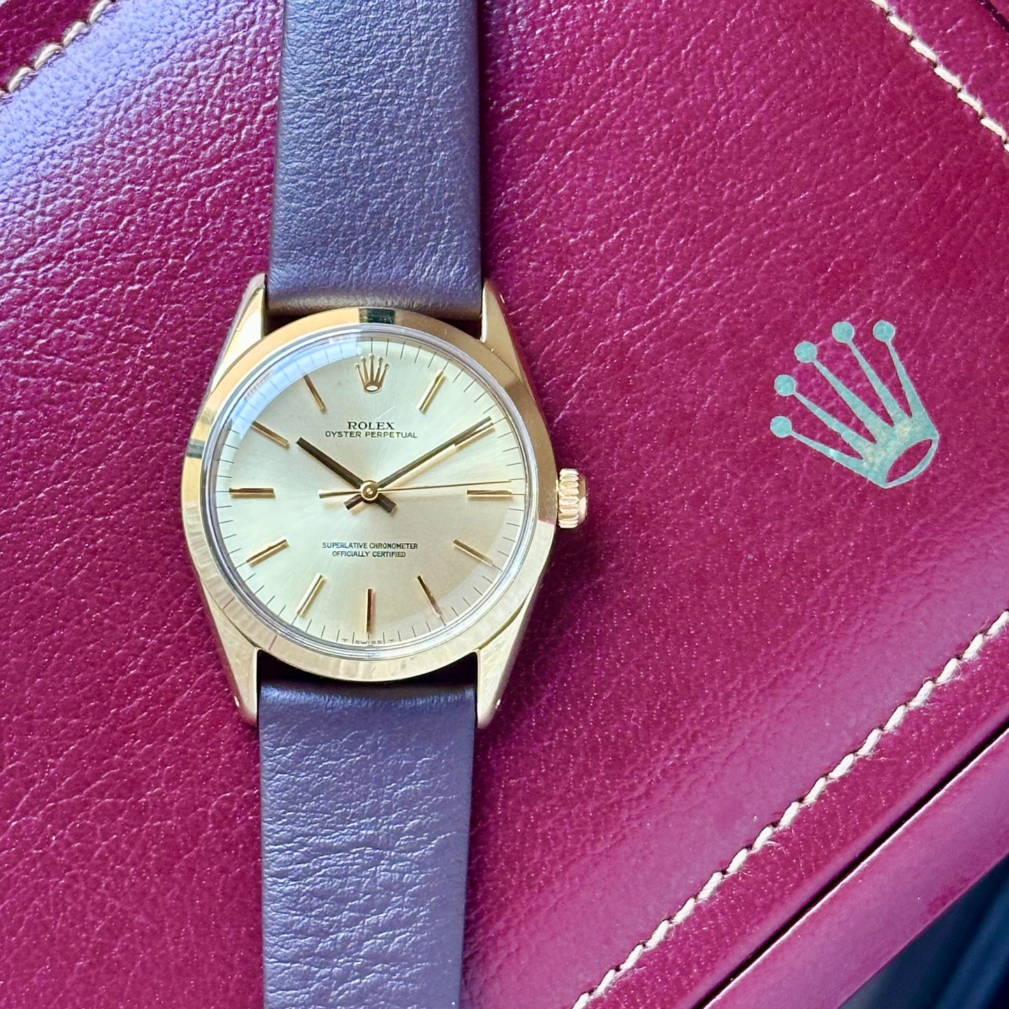 Oyster Perpetual 34 Sunburst Dial Yellow Gold Ref 1024