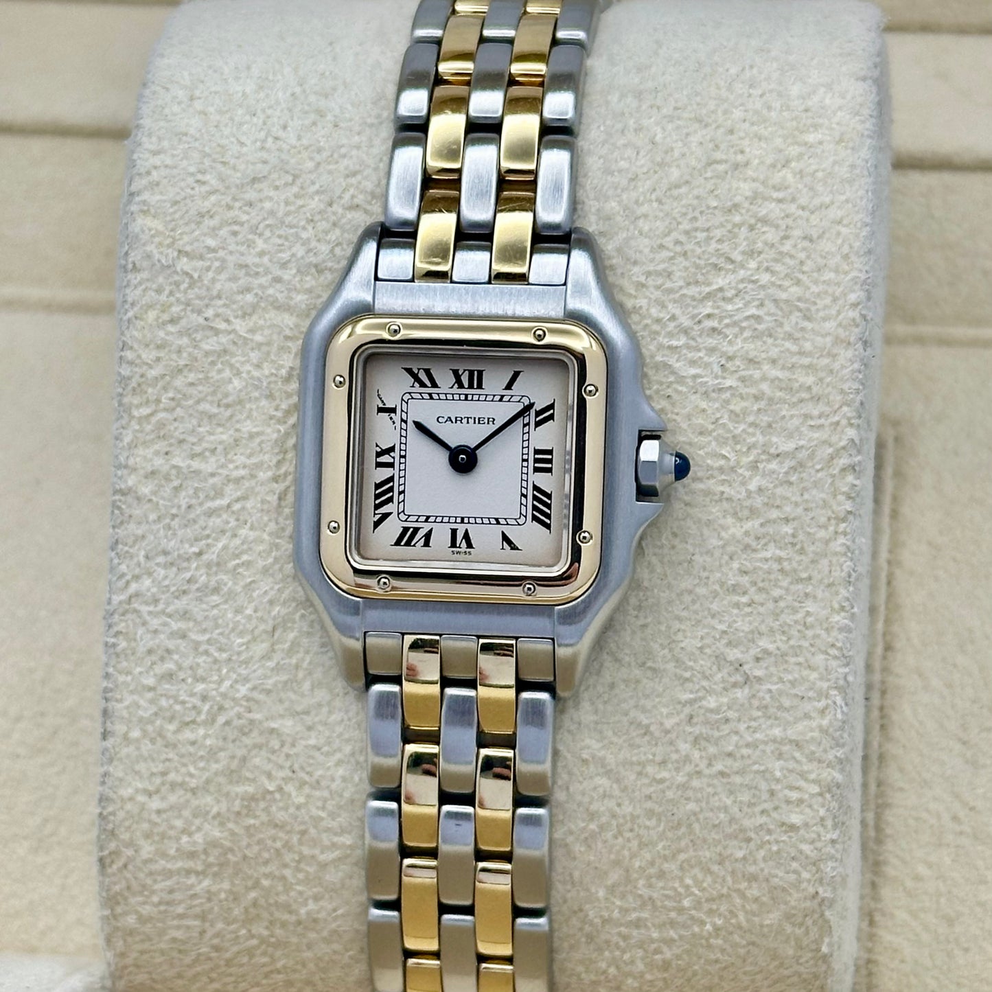 (ON HOLD) Panthére Small Two Row 18K Yellow Gold White Romans Ref 112 000R
