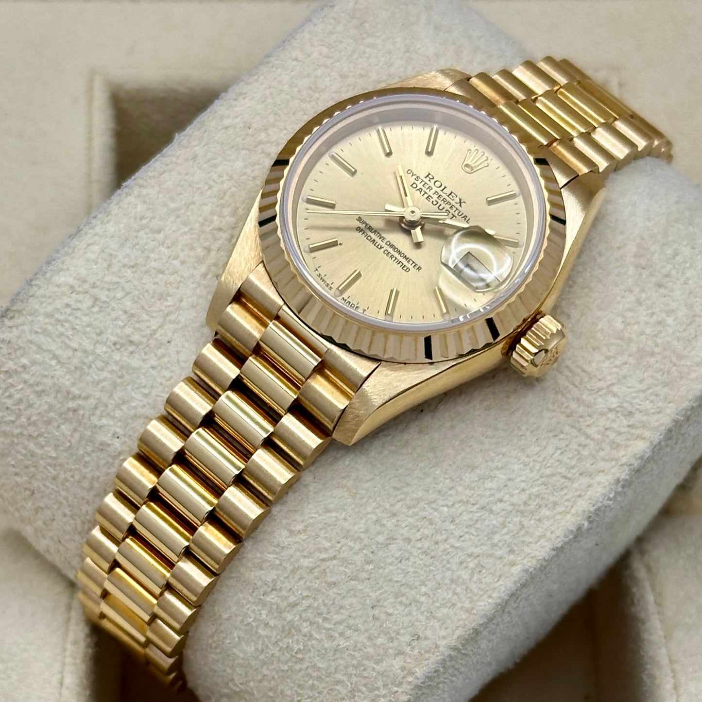 Lady-Datejust 26 Champagne 18K Yellow Gold President Ref 69178 1995