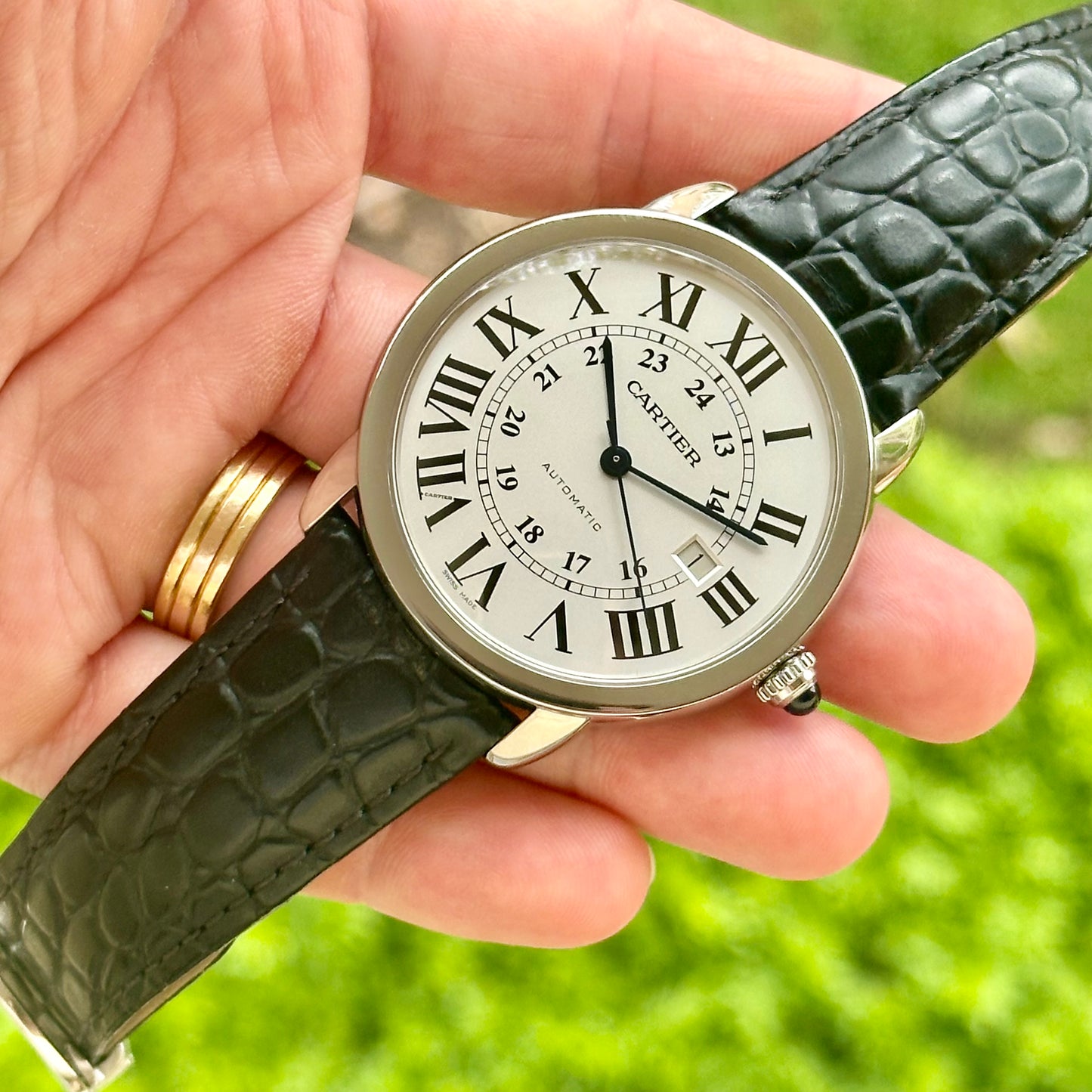 Ronde Solo De Cartier XL Automatic White Romans Ref 3517