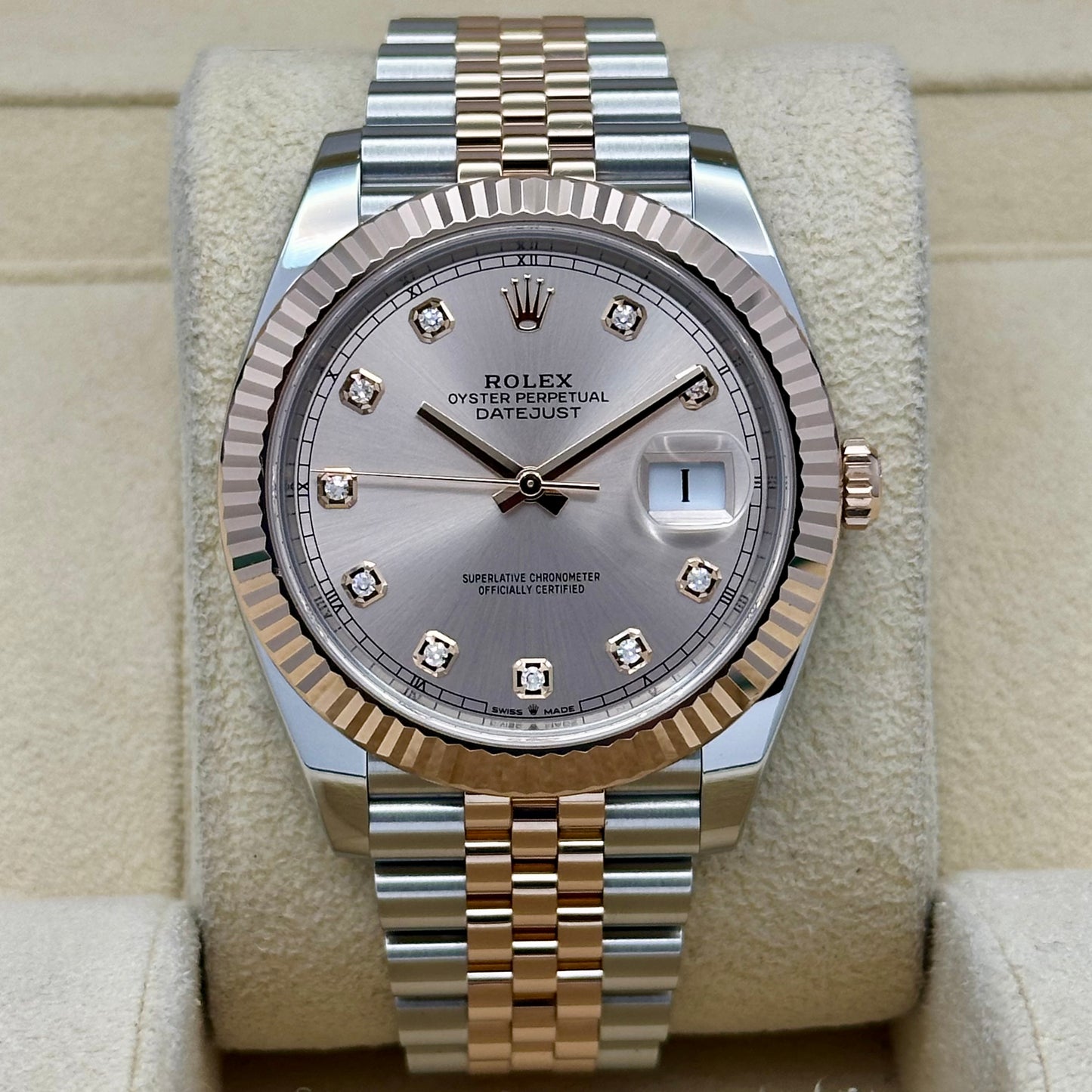 Rolex Datejust 41 Sundust Diamond 18K Rose Gold Ref 126331