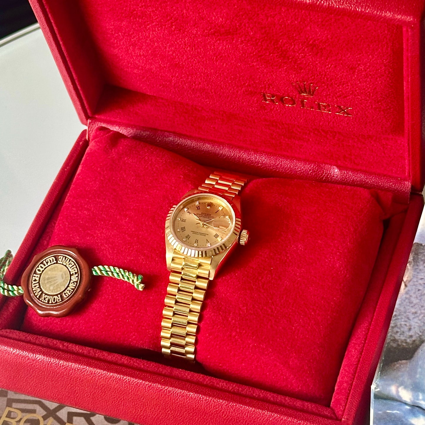 Lady-Datejust 26 Champagne Diamond 18K Yellow Gold President Ref 69178