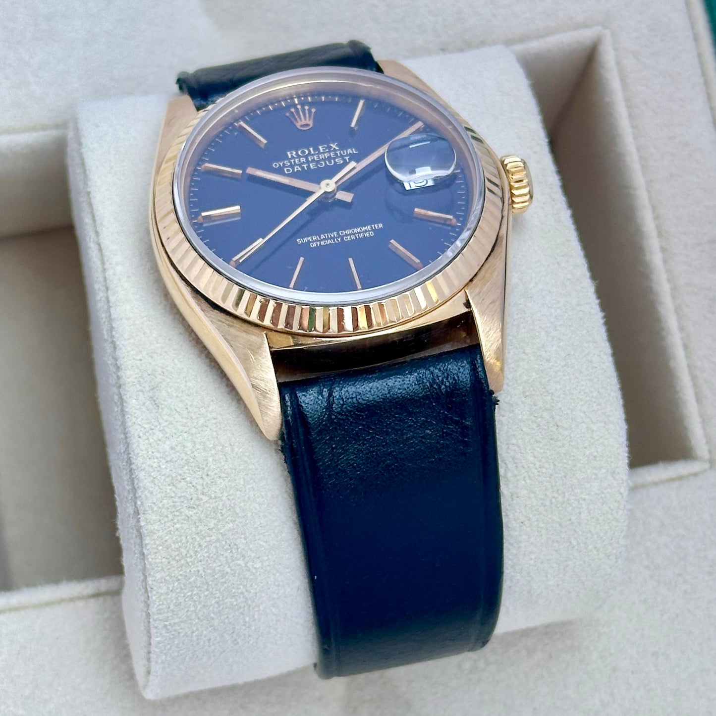 Datejust 36 Blue Enamel 18K Yellow Gold Ref 16018 1979