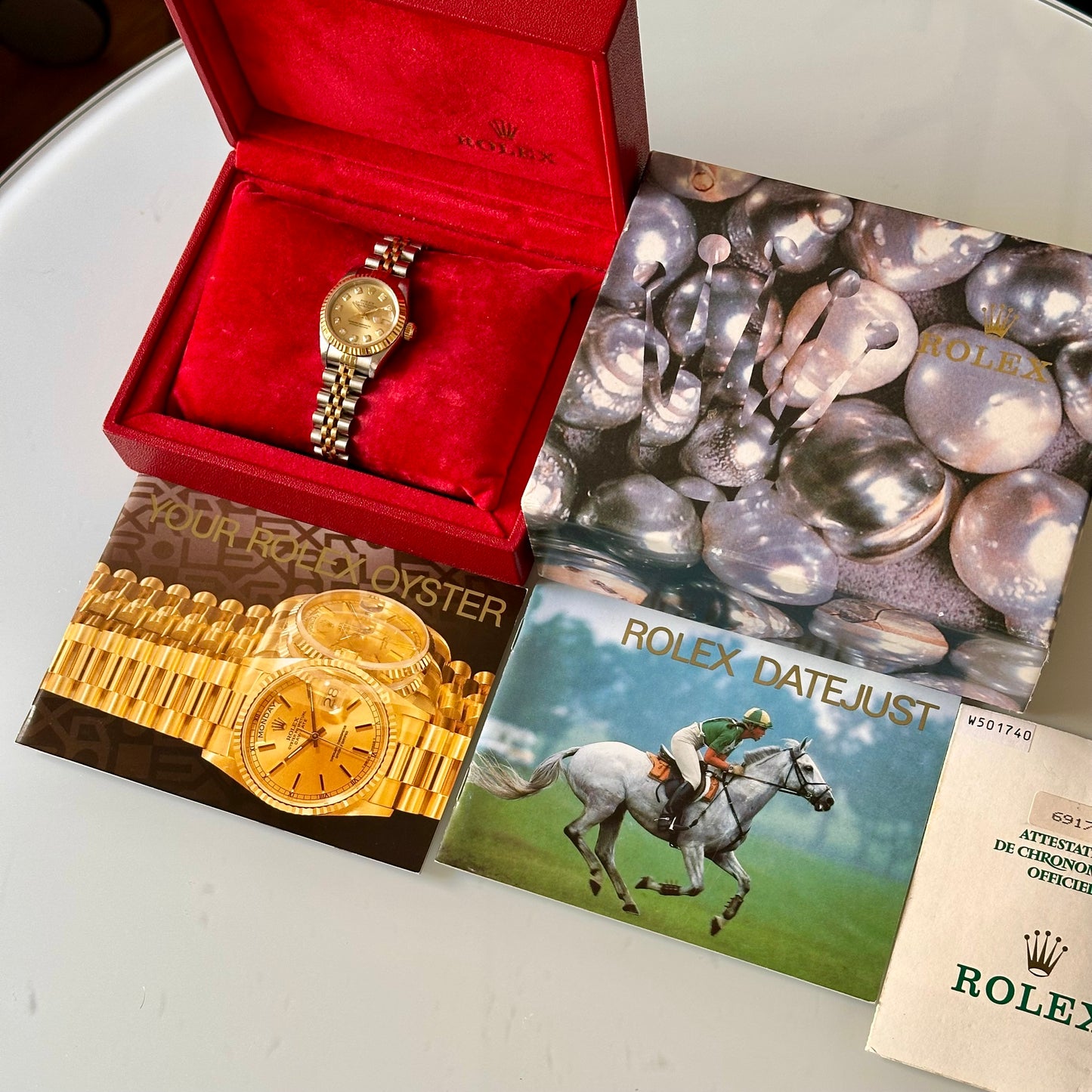 Lady-Datejust 26 18K Yellow Gold Champagne Big Diamond Ref 69173G 1995