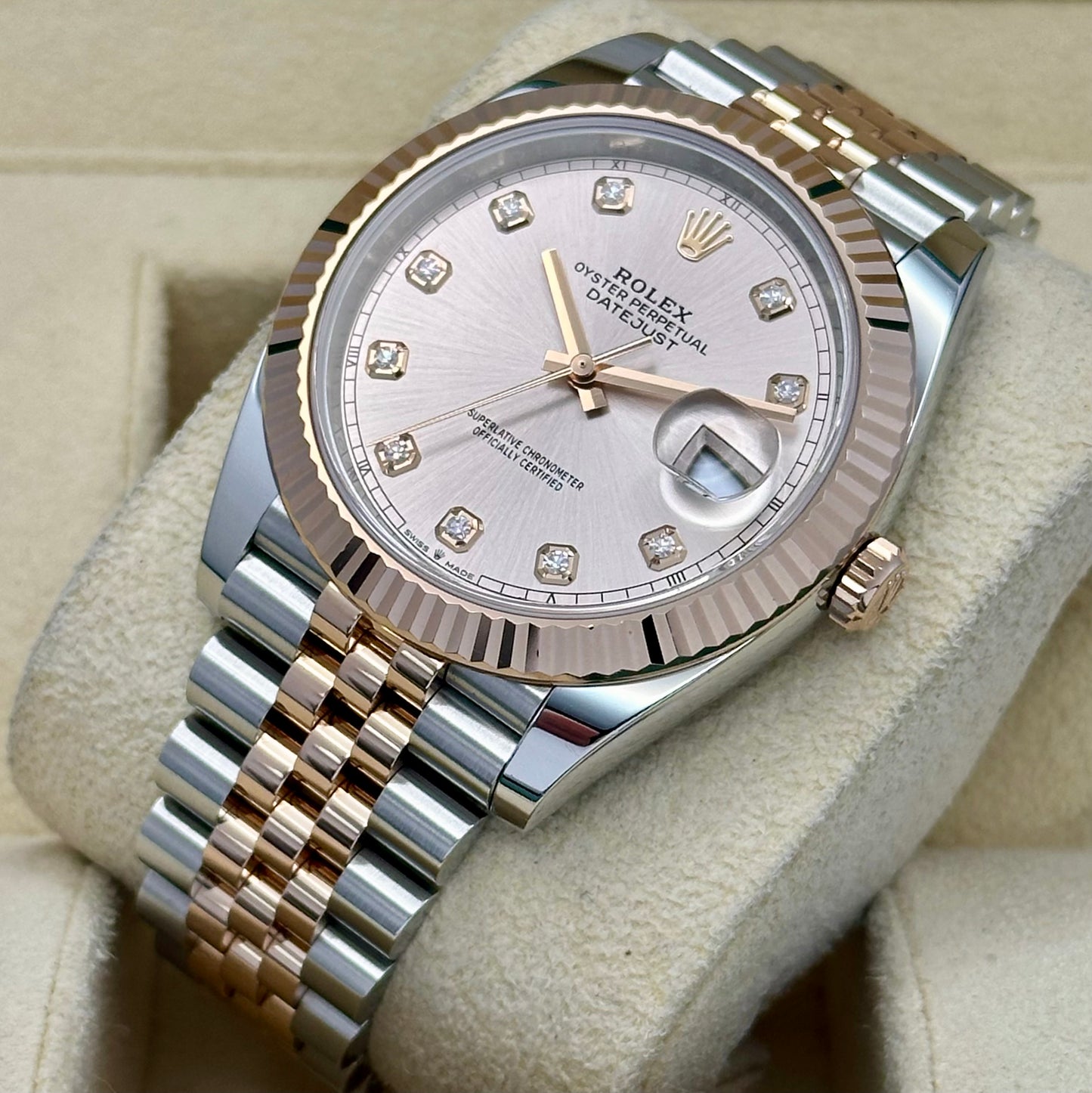 Rolex Datejust 41 Sundust Diamond 18K Rose Gold Ref 126331