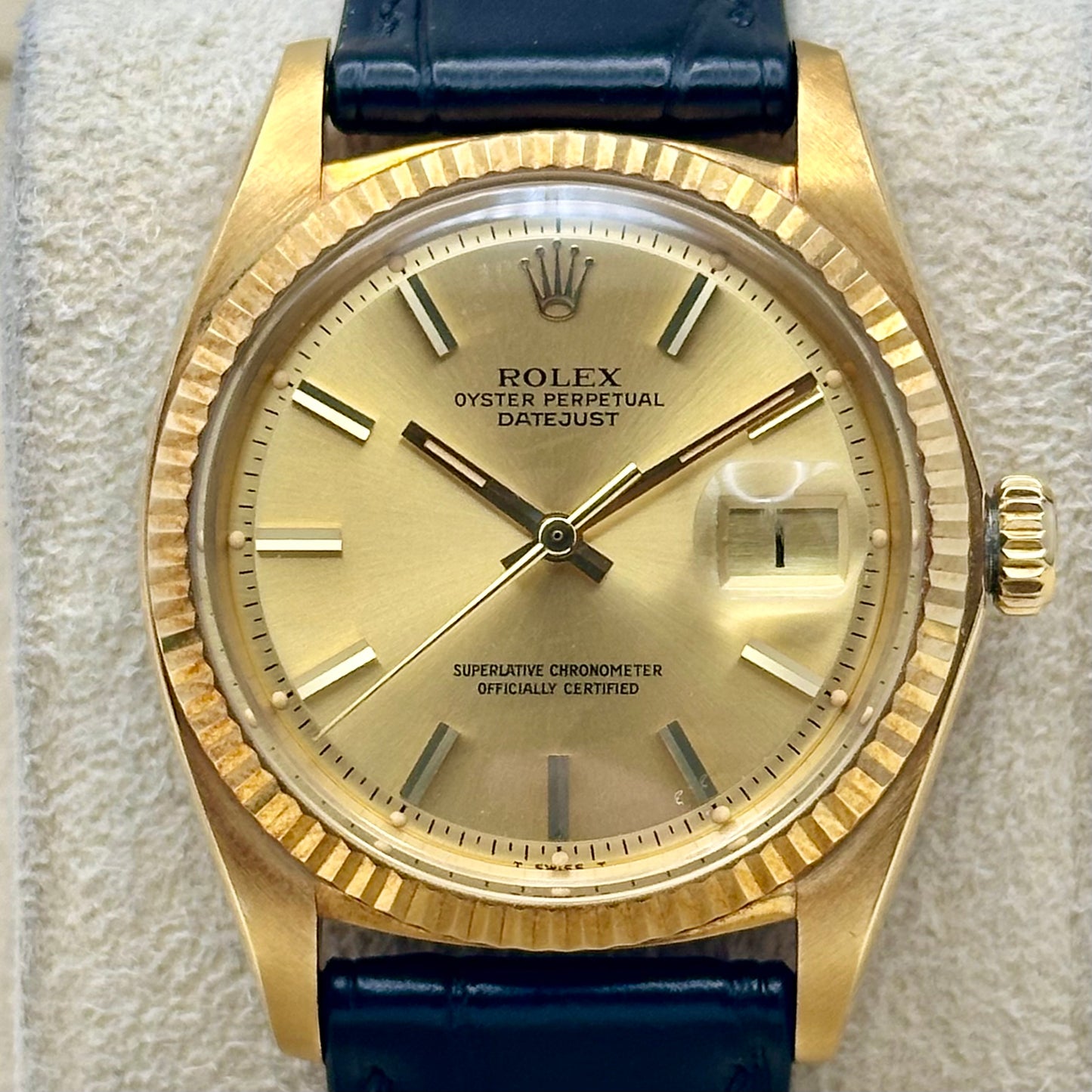 Datejust 36 Champagne 18K Yellow Gold Ref 1601/8 1977