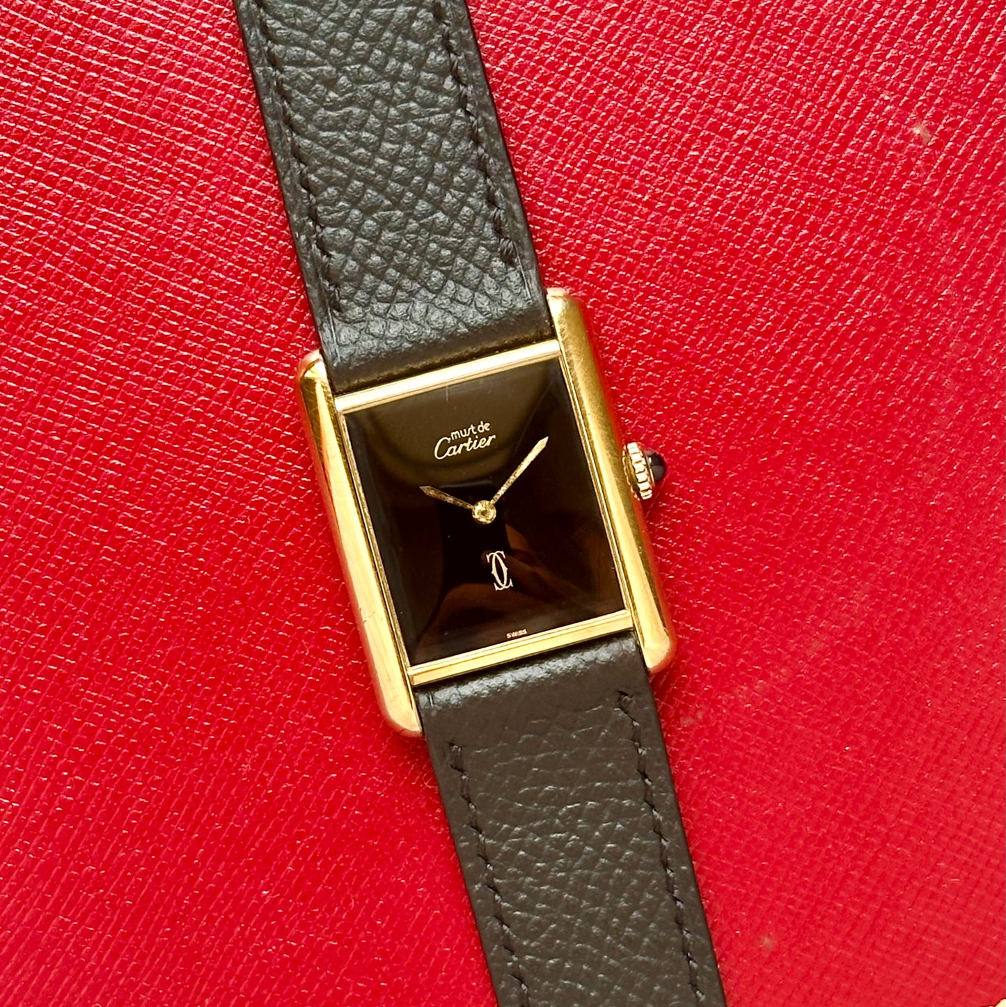 Tank Must De Cartier Large Black Dial Manual Winding