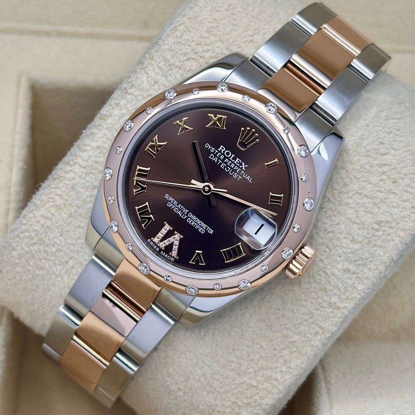 Datejust 31 Factory Diamond Bezel Chocolate Diamond Dial Ref 178341