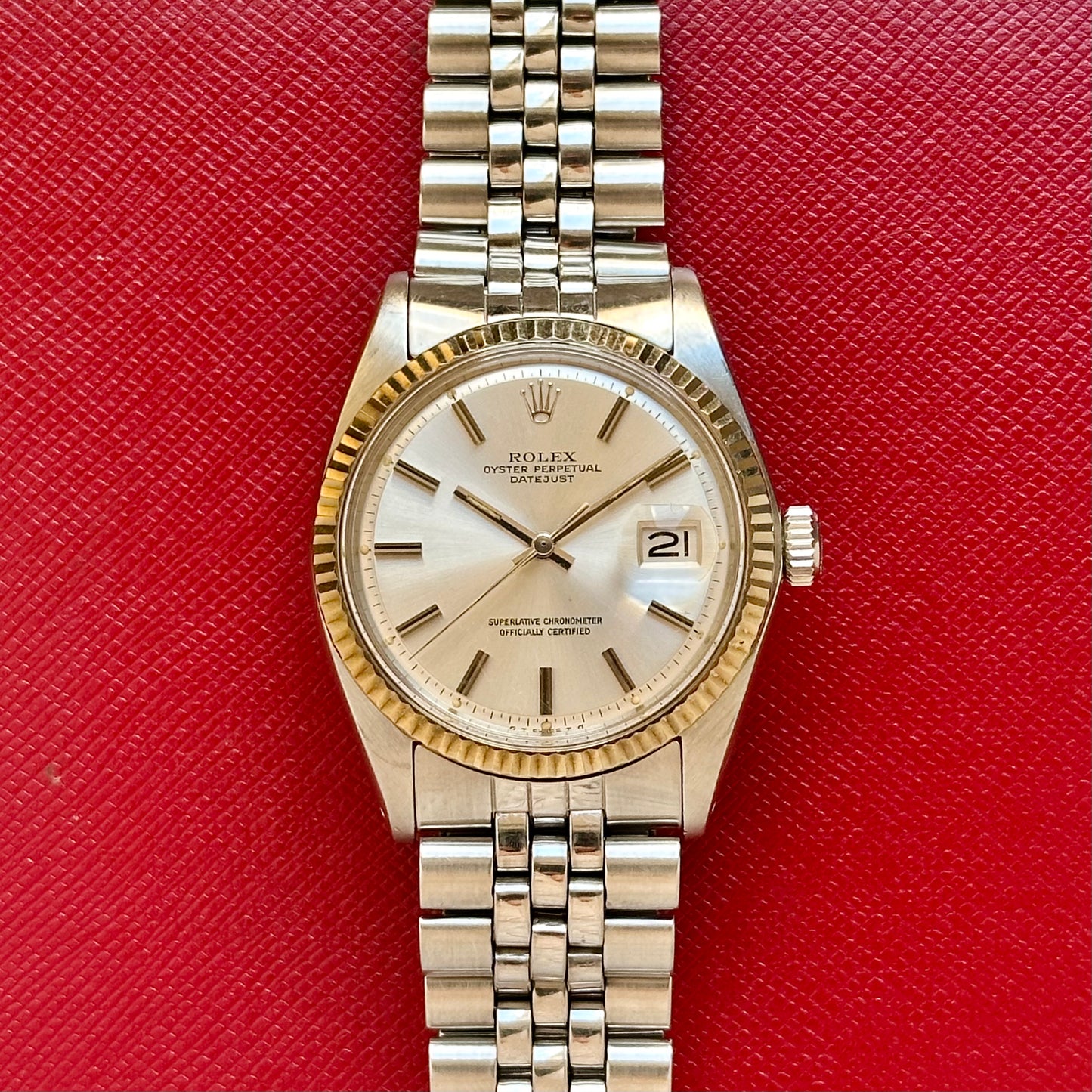 Datejust 36 Silver Pie Pan 18K White Gold Ref 1601 1971
