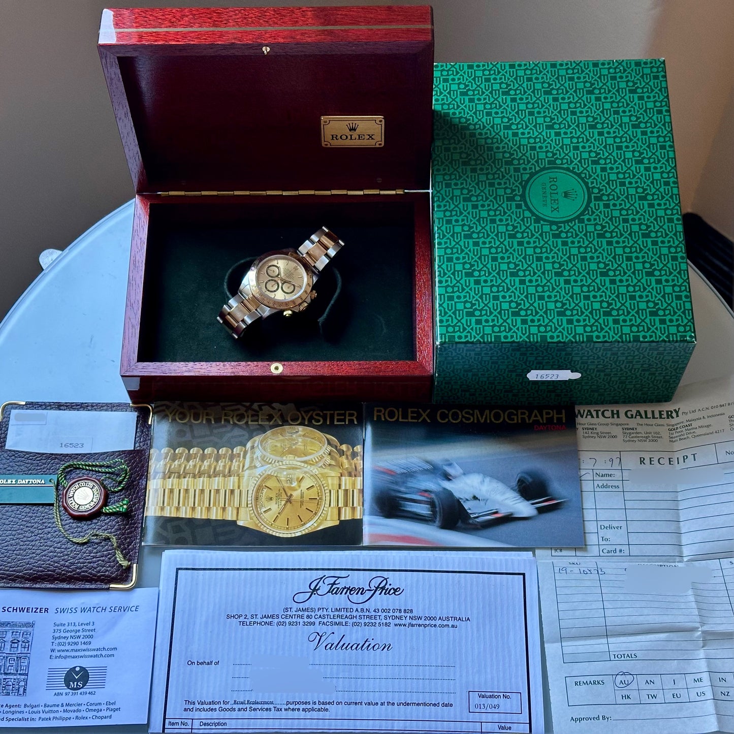 Zenith Daytona Champagne Dial 18K Yellow Gold Two Tone Ref 16523 1997 Collectors Set