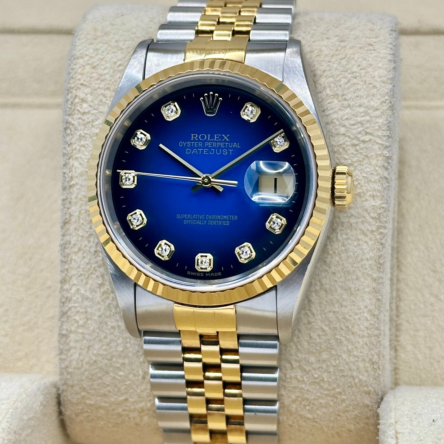 (ON HOLD) Datejust 36 Blue Vignette Diamond 18K Yellow Gold Ref 16233G 2000