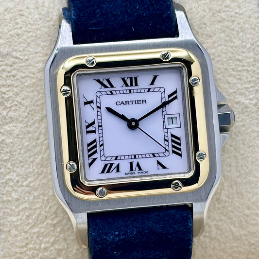 Santos Carree Large White Romans 18K Yellow Gold Ref 2961 1980