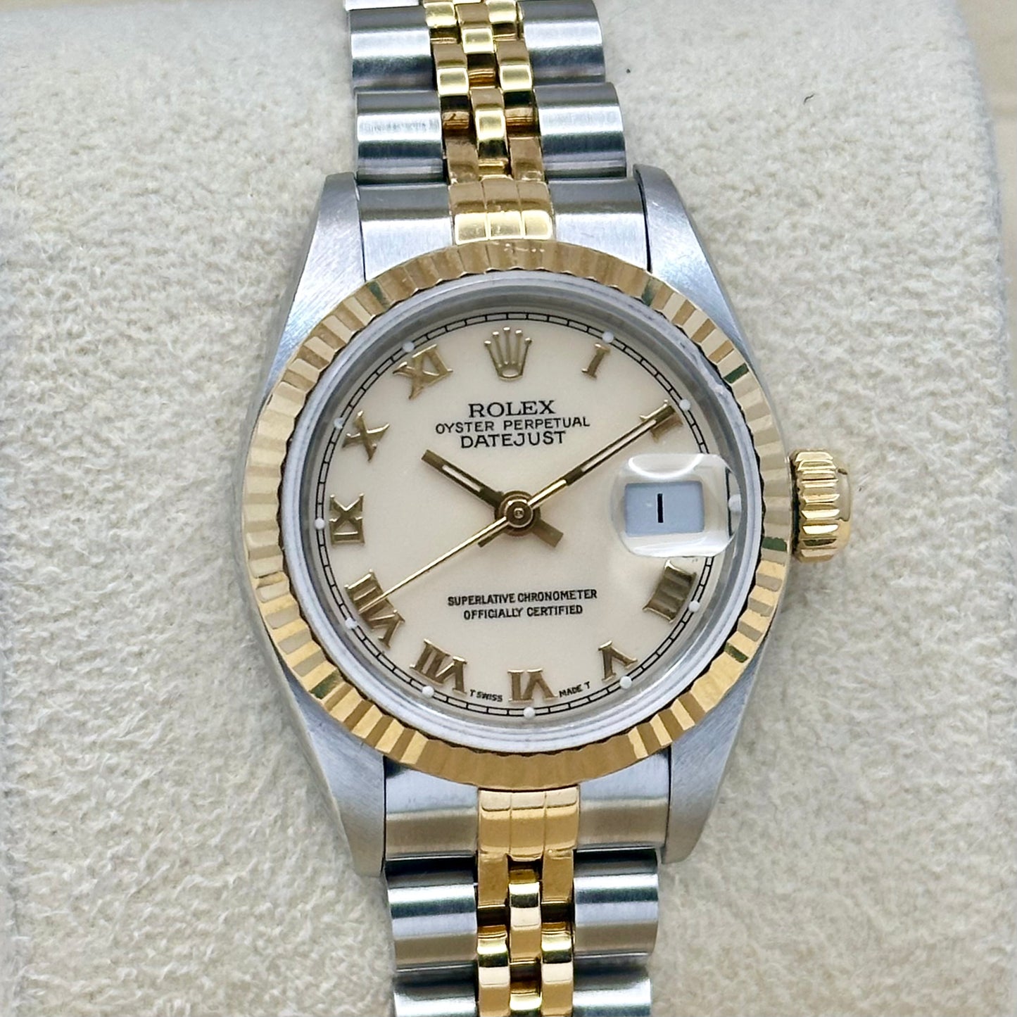 Lady-Datejust 26 Ivory Romans 18K Yellow Gold Two Tone Ref 69173 1993