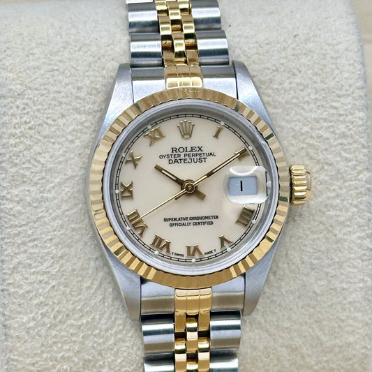 Lady-Datejust 26 Ivory Romans 18K Yellow Gold Two Tone Ref 69173 1993