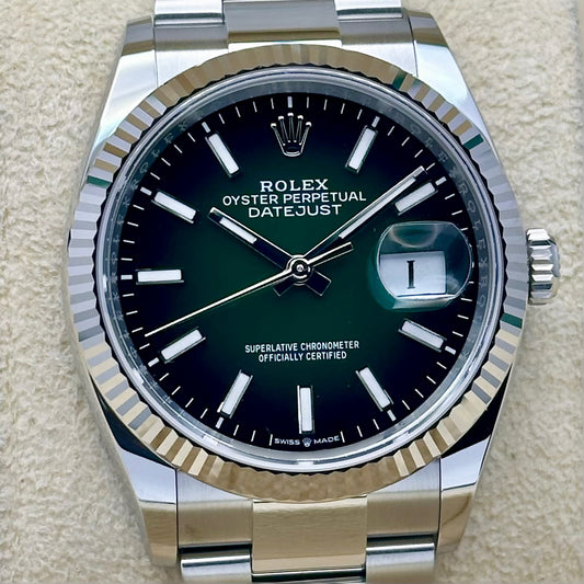 Datejust 36 Green Ombré 18K White Gold Ref 126234 2026