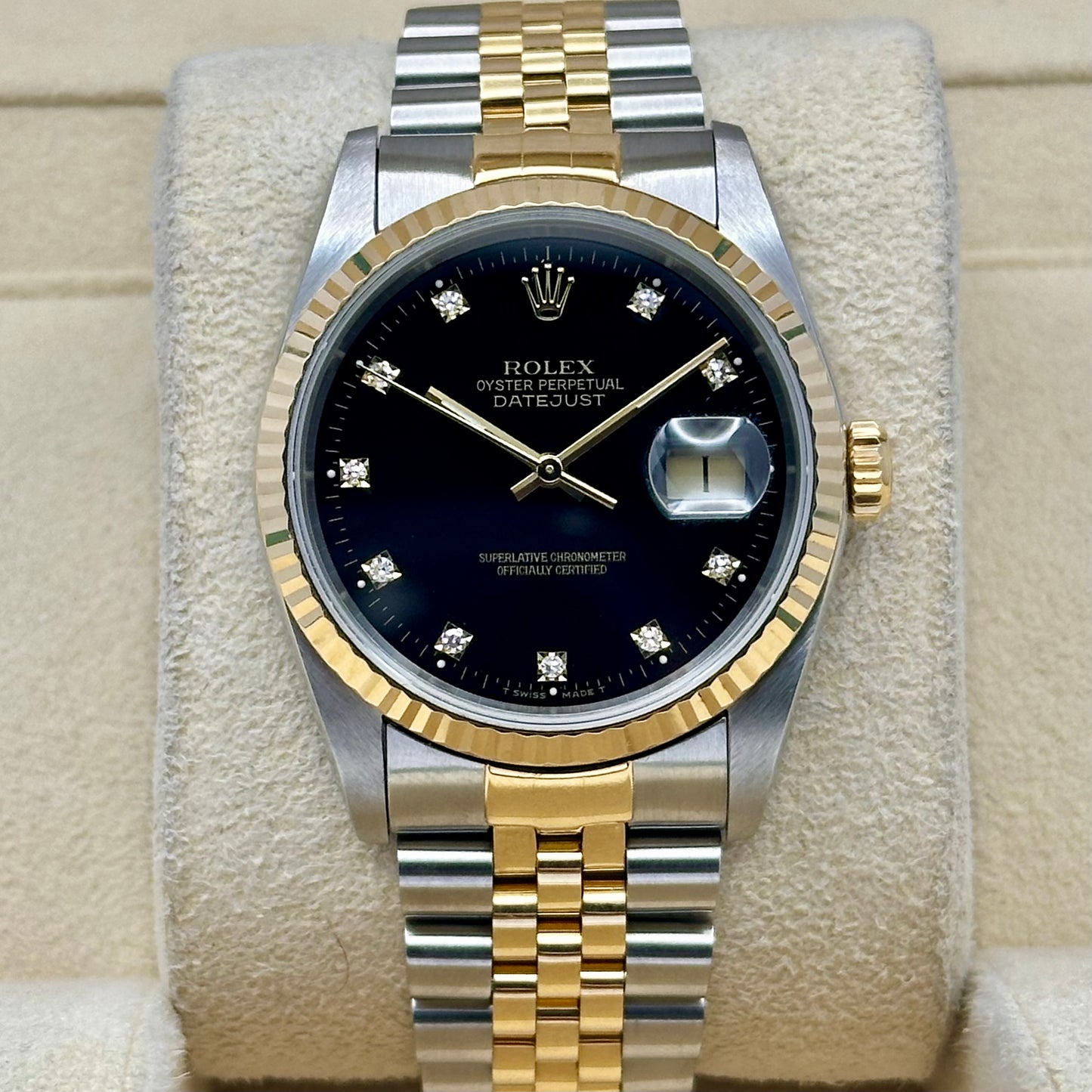 (ON HOLD) Datejust 36 Black Diamond 18K Yellow Gold Ref 16233