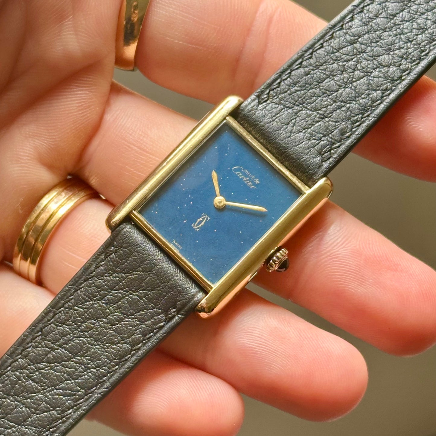 Tank Must De Cartier Large Lapis Blue Dial Manual Winding