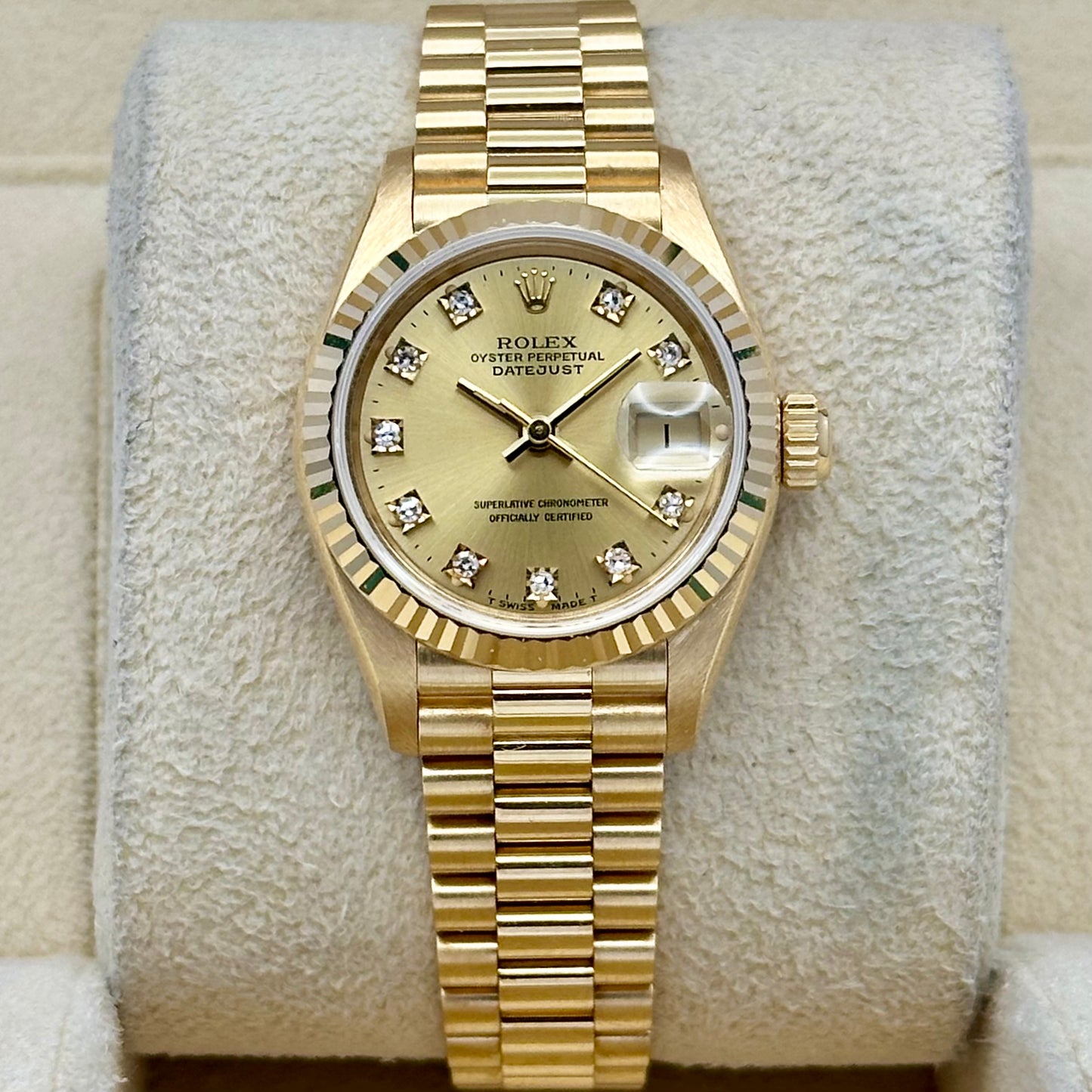 Lady-Datejust 26 Champagne Diamond 18K Yellow Gold President Ref 69178