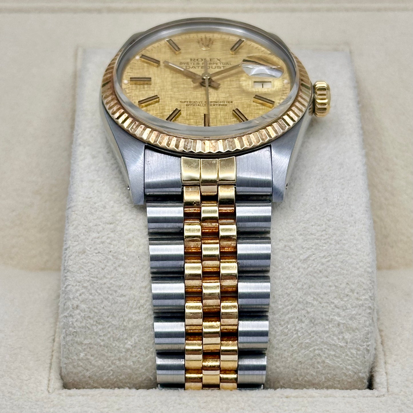 Datejust 36 Linen 18K Yellow Gold Ref 16013 1983