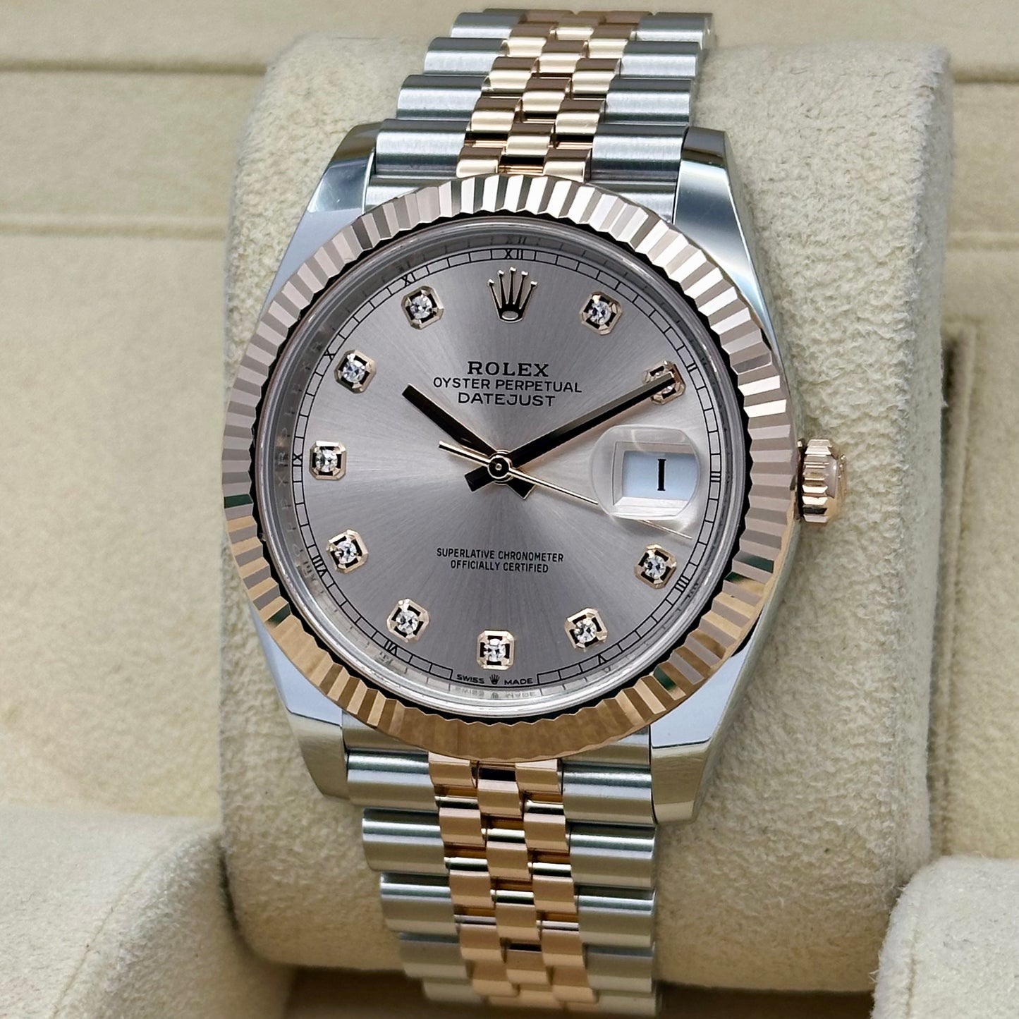 Rolex Datejust 41 Sundust Diamond 18K Rose Gold Ref 126331