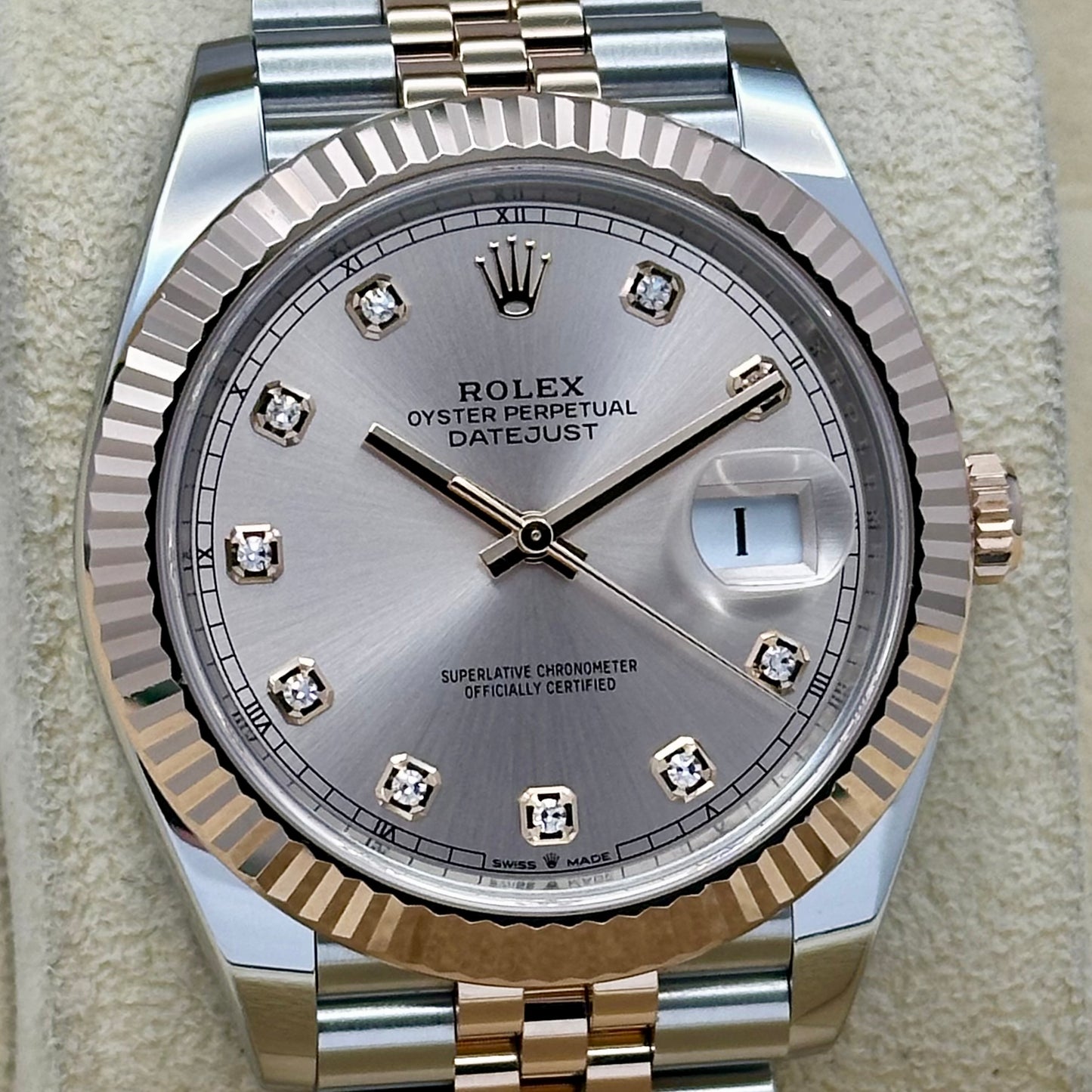 Rolex Datejust 41 Sundust Diamond 18K Rose Gold Ref 126331