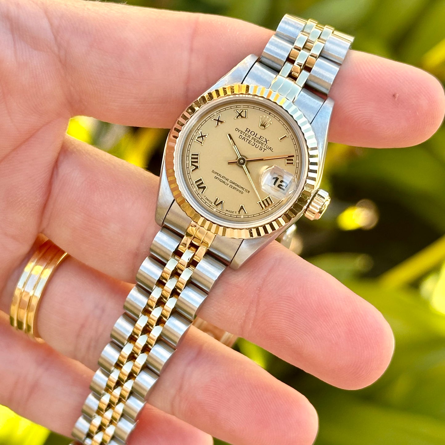 Lady-Datejust 26 Two Tone Champagne Romans Ref 69173 1995