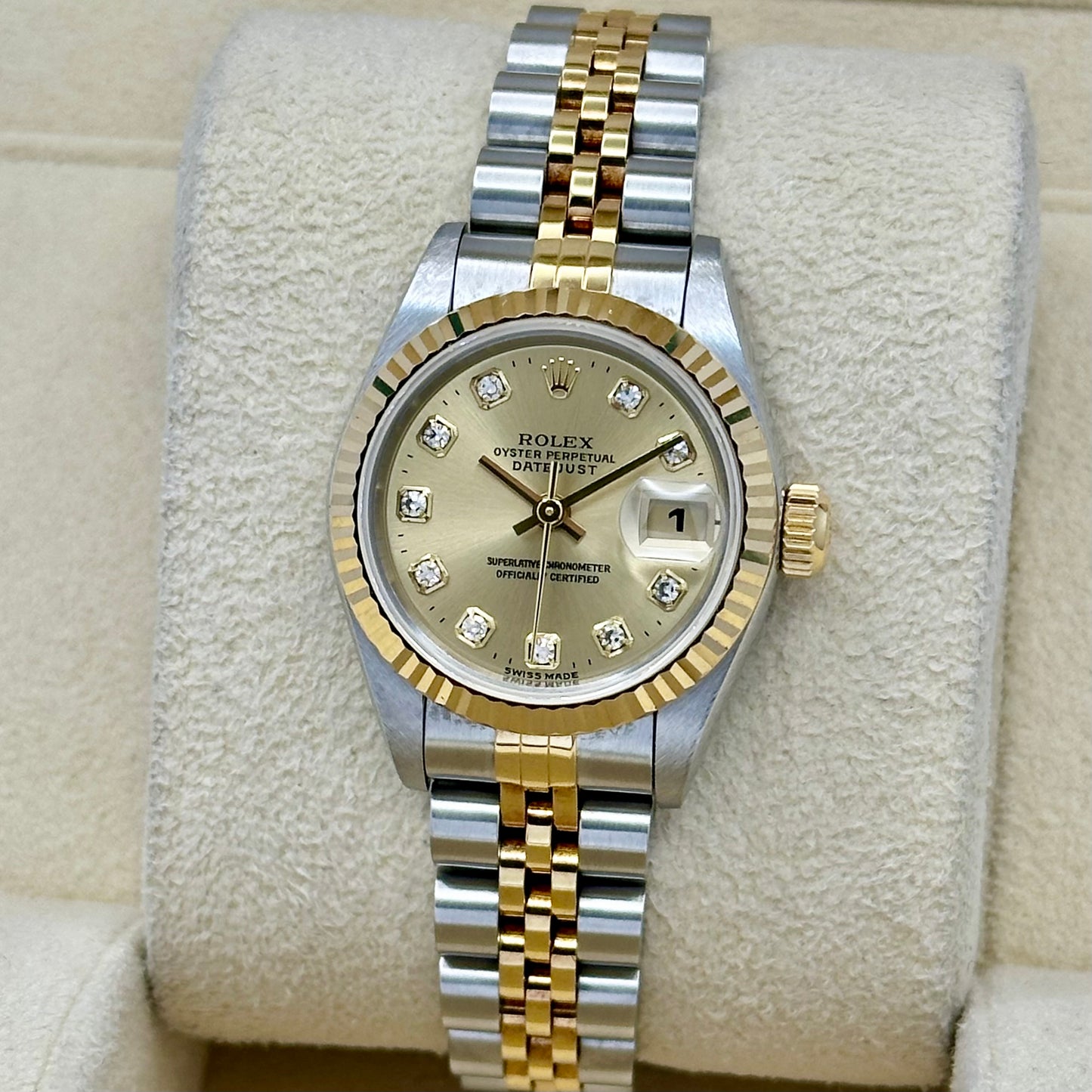 Lady-Datejust 26 18K Yellow Gold Champagne Big Diamond Ref 69173 1997