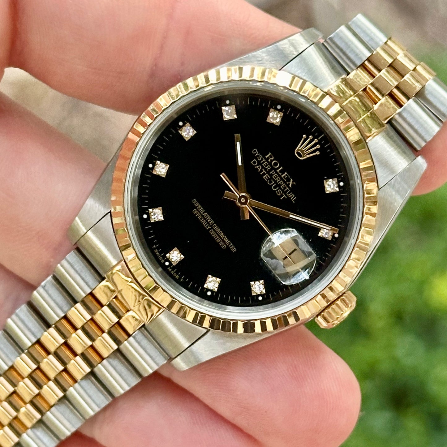 (ON HOLD) Datejust 36 Black Diamond 18K Yellow Gold Ref 16233